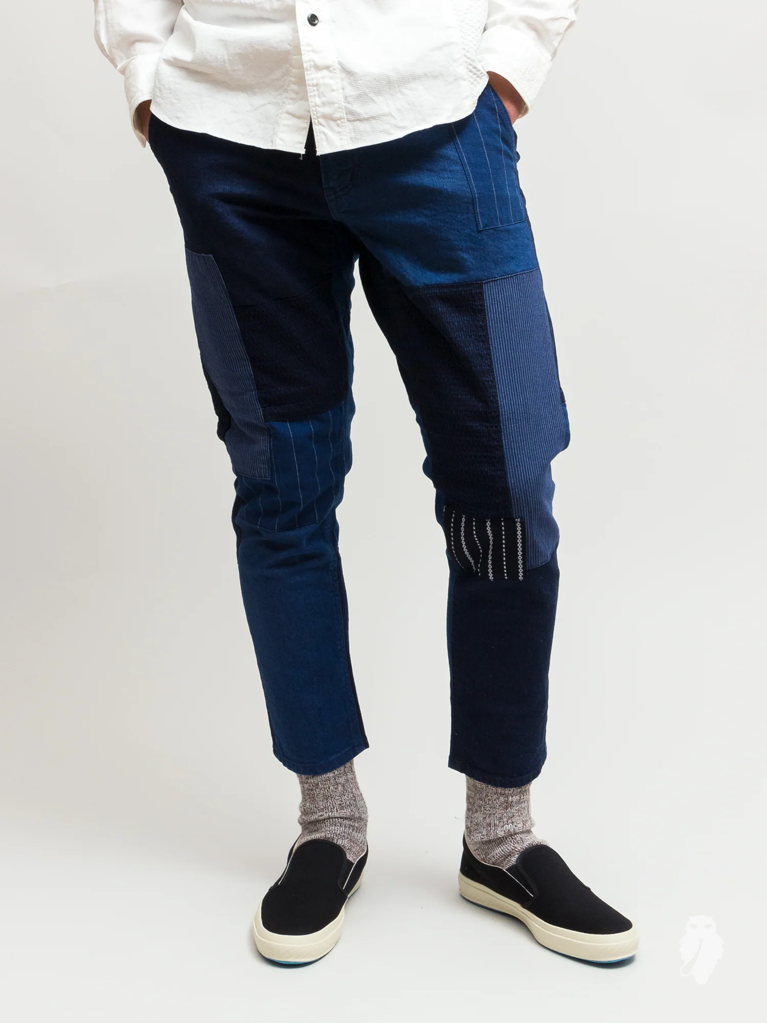 Denim Patchwork Pants in Indigo - Image 2