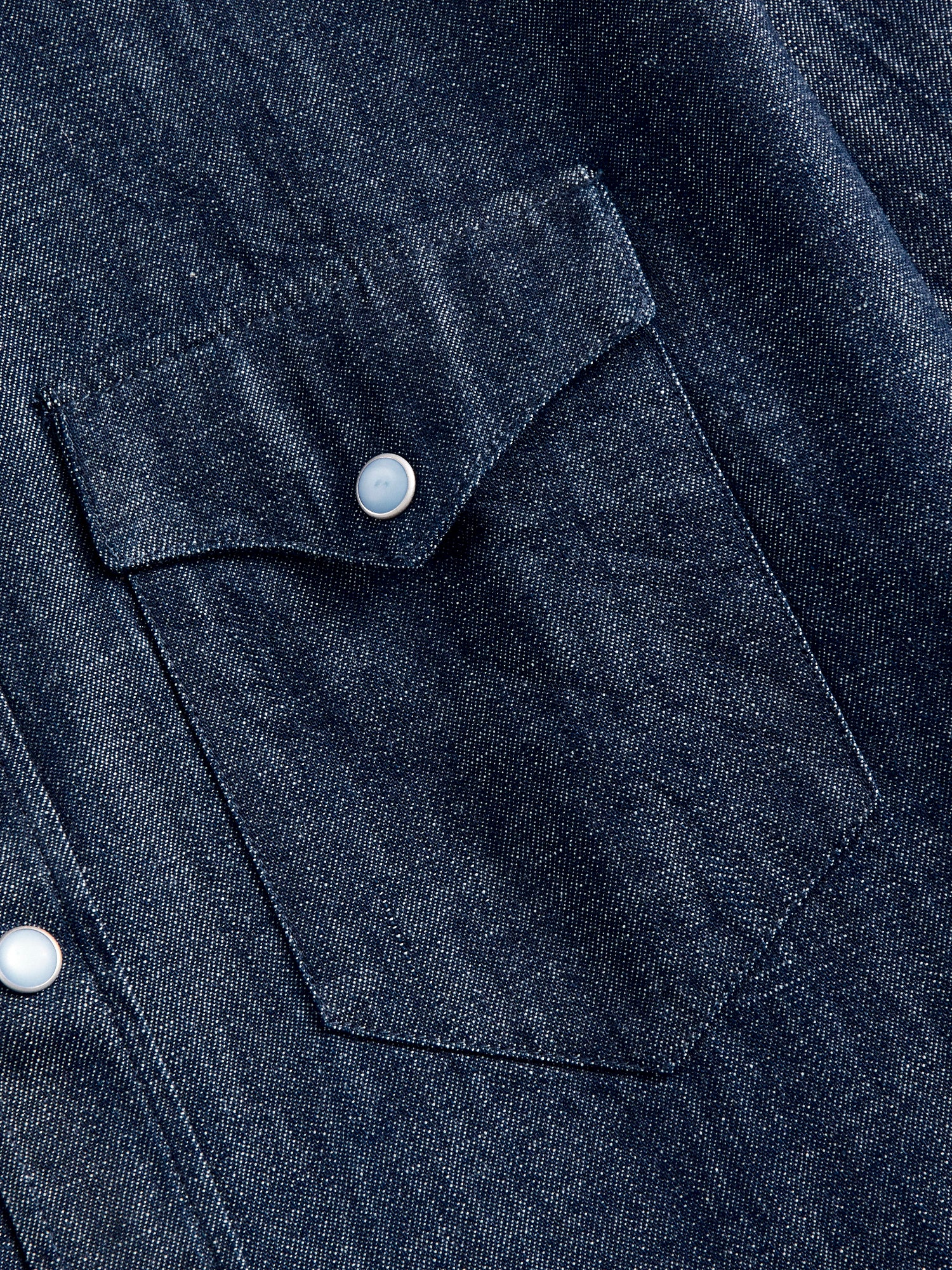 Denim Pearl Snap Shirt in Rinsed Indigo - Image 4