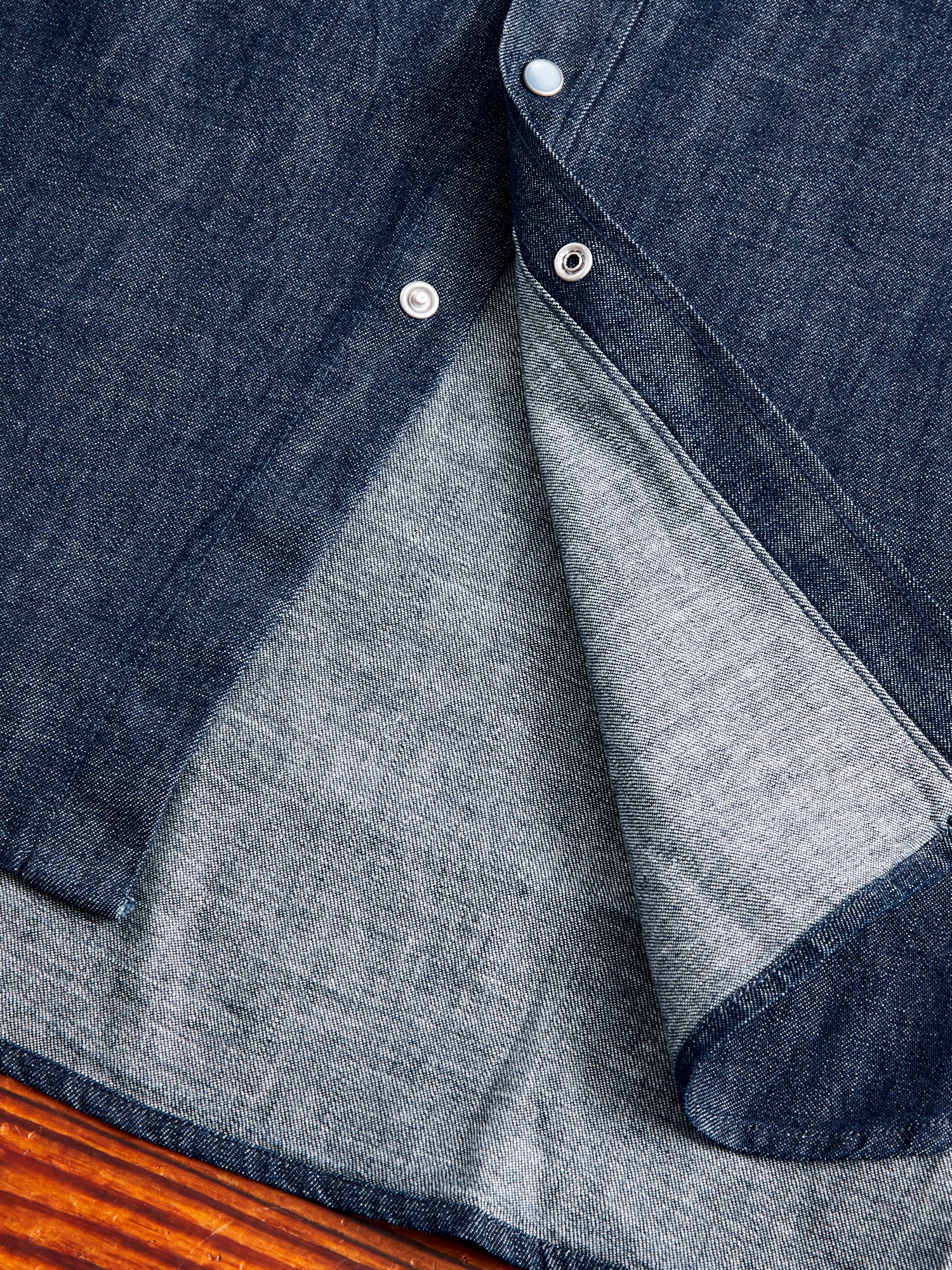 Denim Pearl Snap Shirt in Rinsed Indigo - Image 7