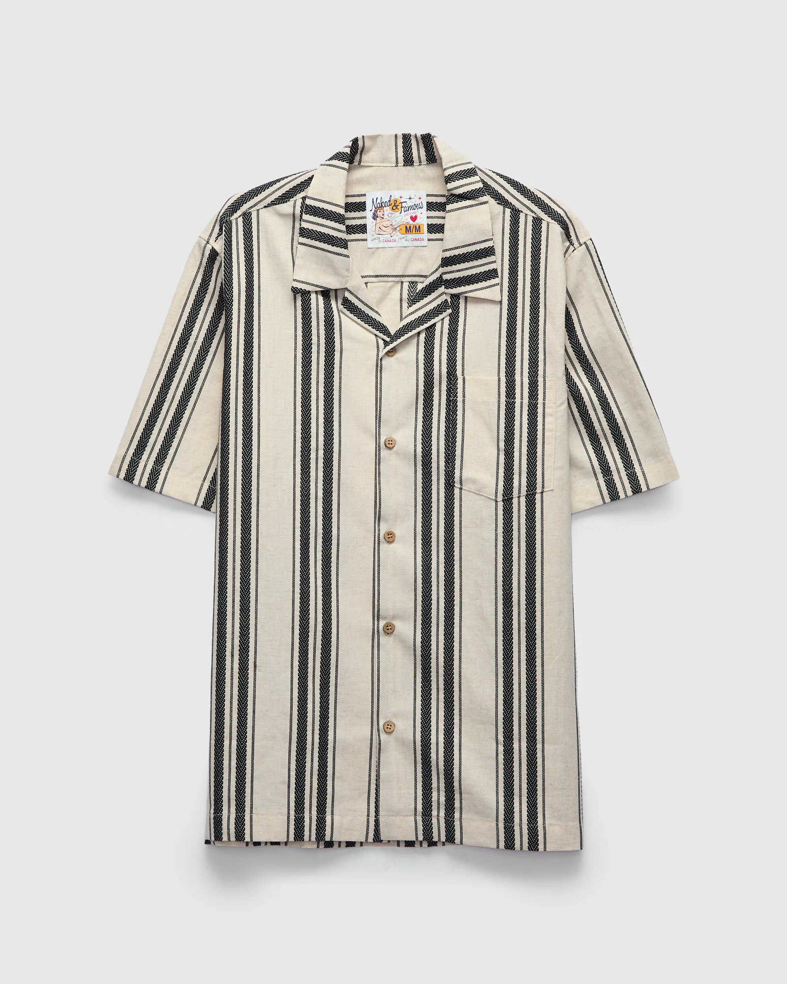 "Dobby Bands" Aloha Shirt in Natural