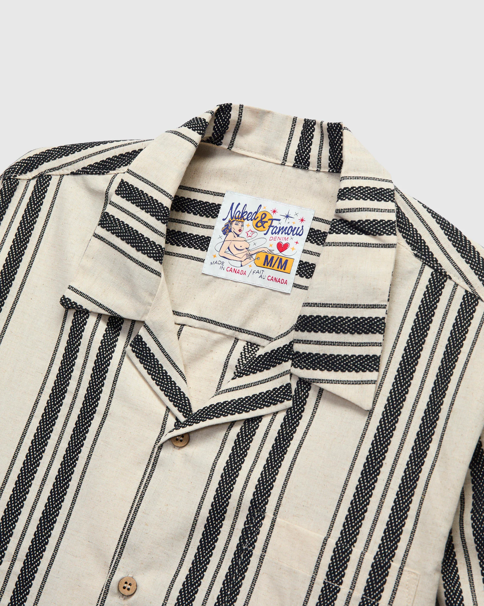 "Dobby Bands" Aloha Shirt in Natural - Image 4