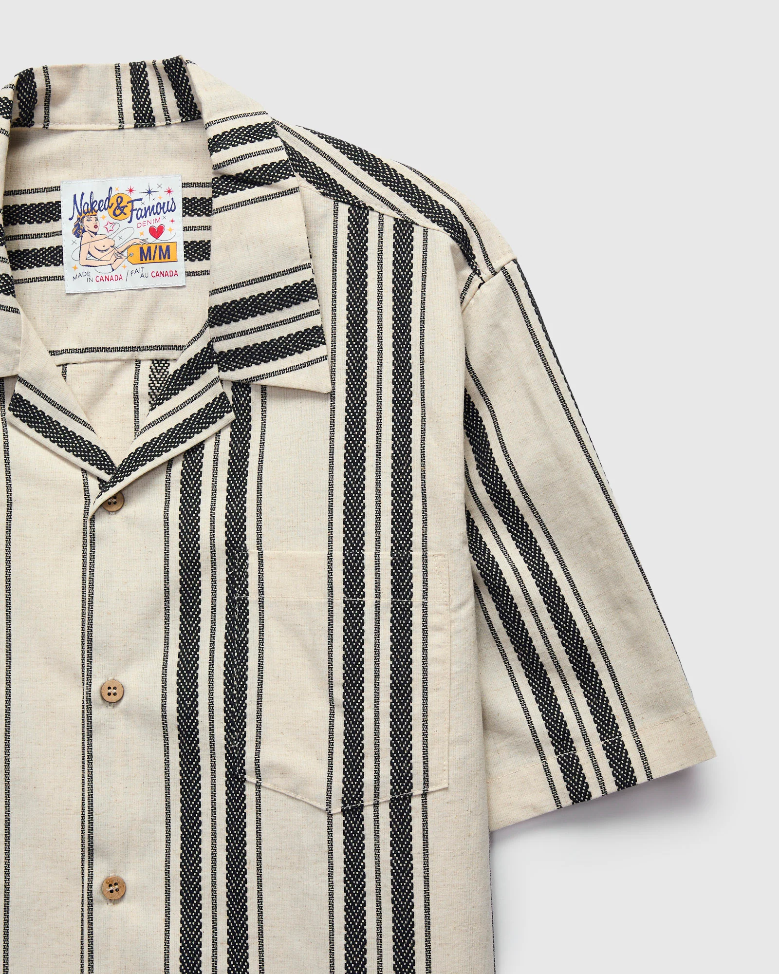 "Dobby Bands" Aloha Shirt in Natural - Image 5