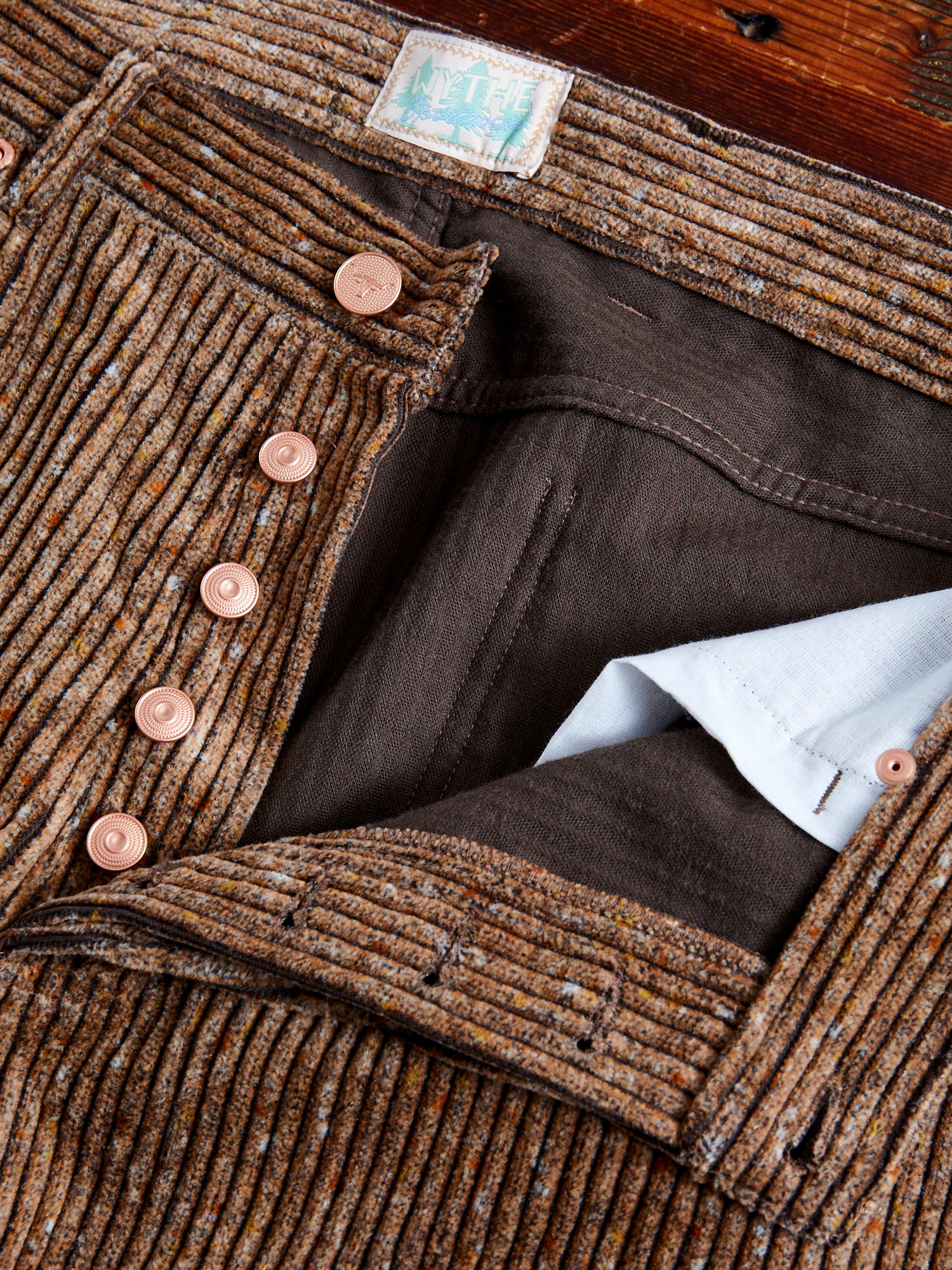 Donegal Corduroy Five Pocket Trousers in Rolling Sand - Image 6