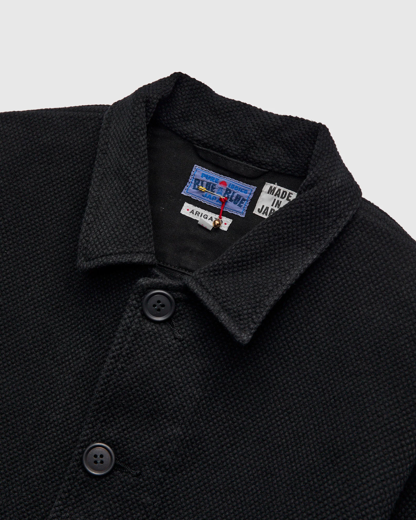 Double Cloth Sashiko Coverall Jacket in Black - Image 4