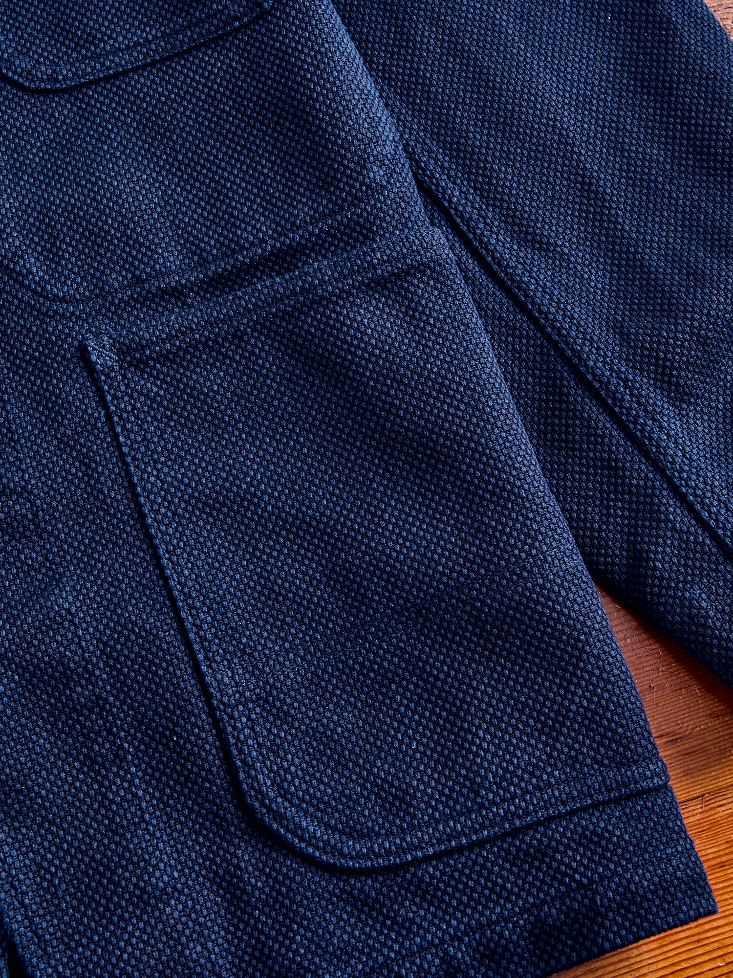 Double Cloth Sashiko Coverall Jacket in Hand Dyed Indigo - Image 6