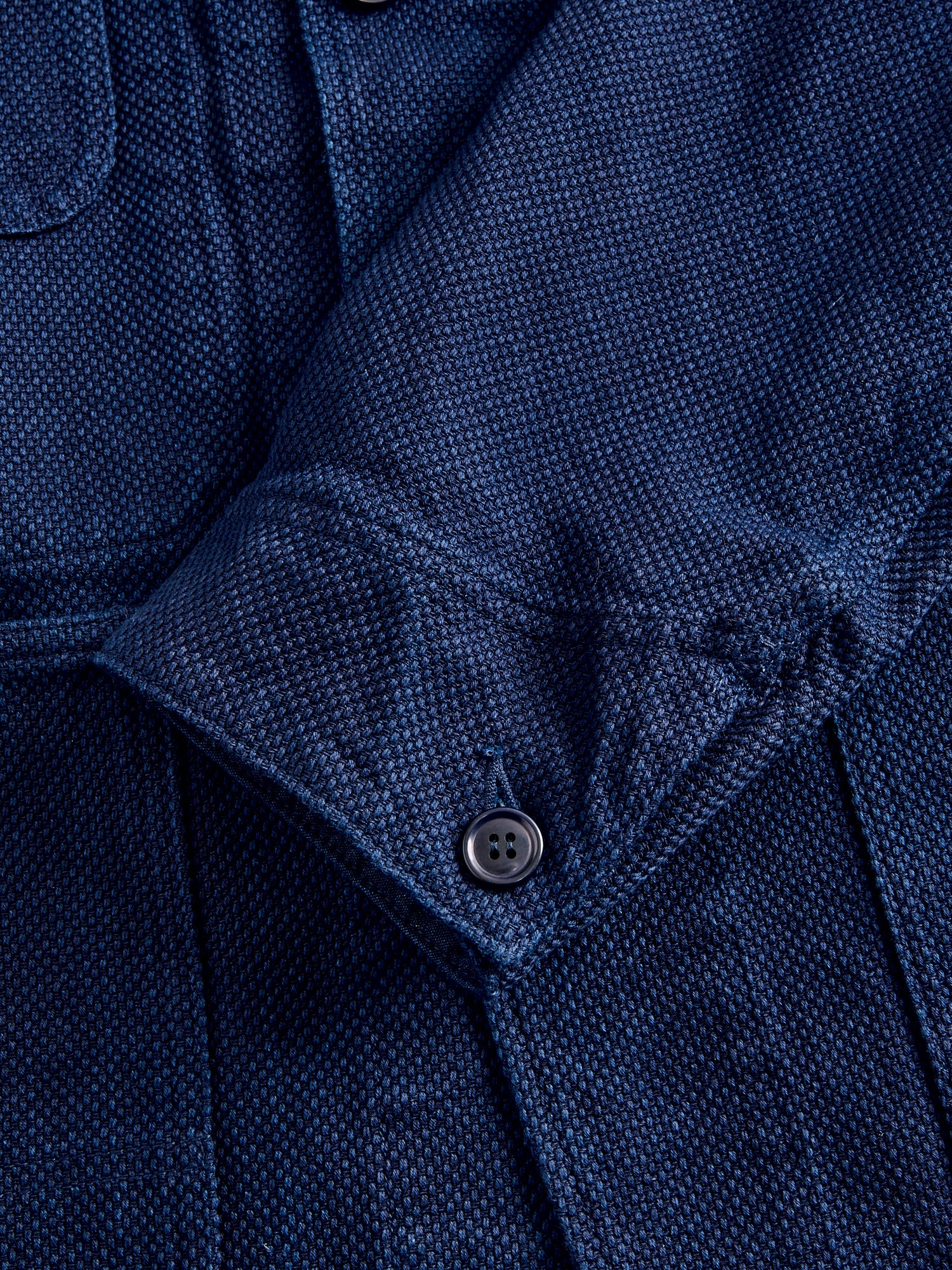 Double Cloth Sashiko Coverall Jacket in Hand Dyed Indigo - Image 7