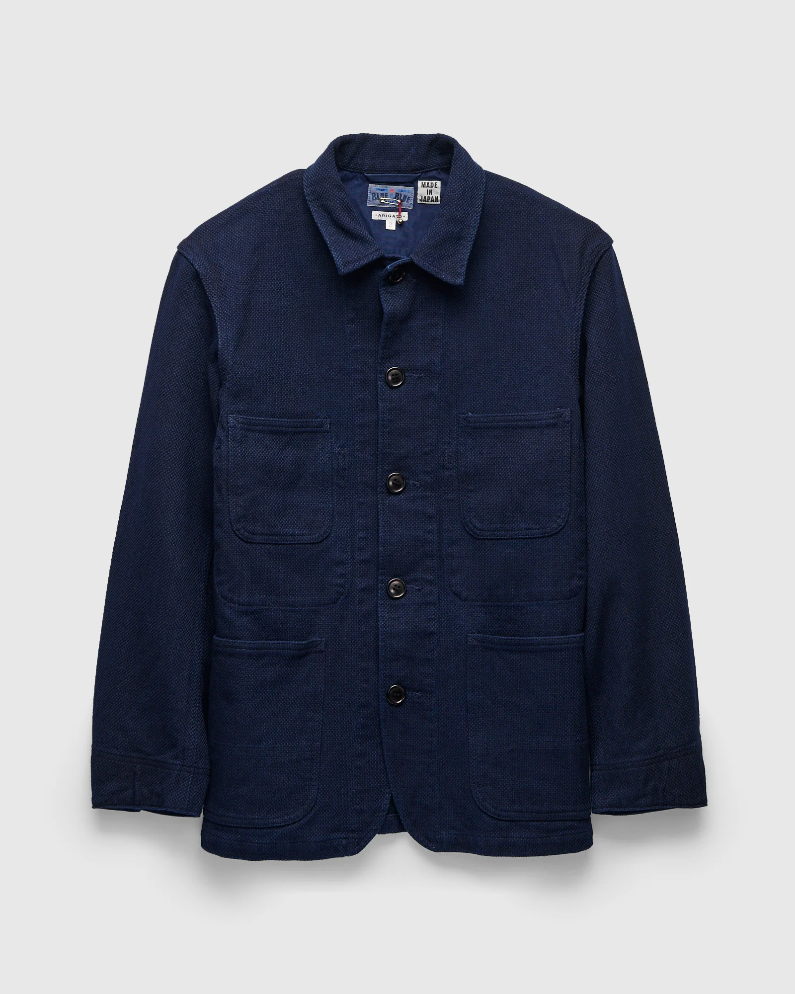 Double Cloth Sashiko Coverall Jacket in Pure Indigo