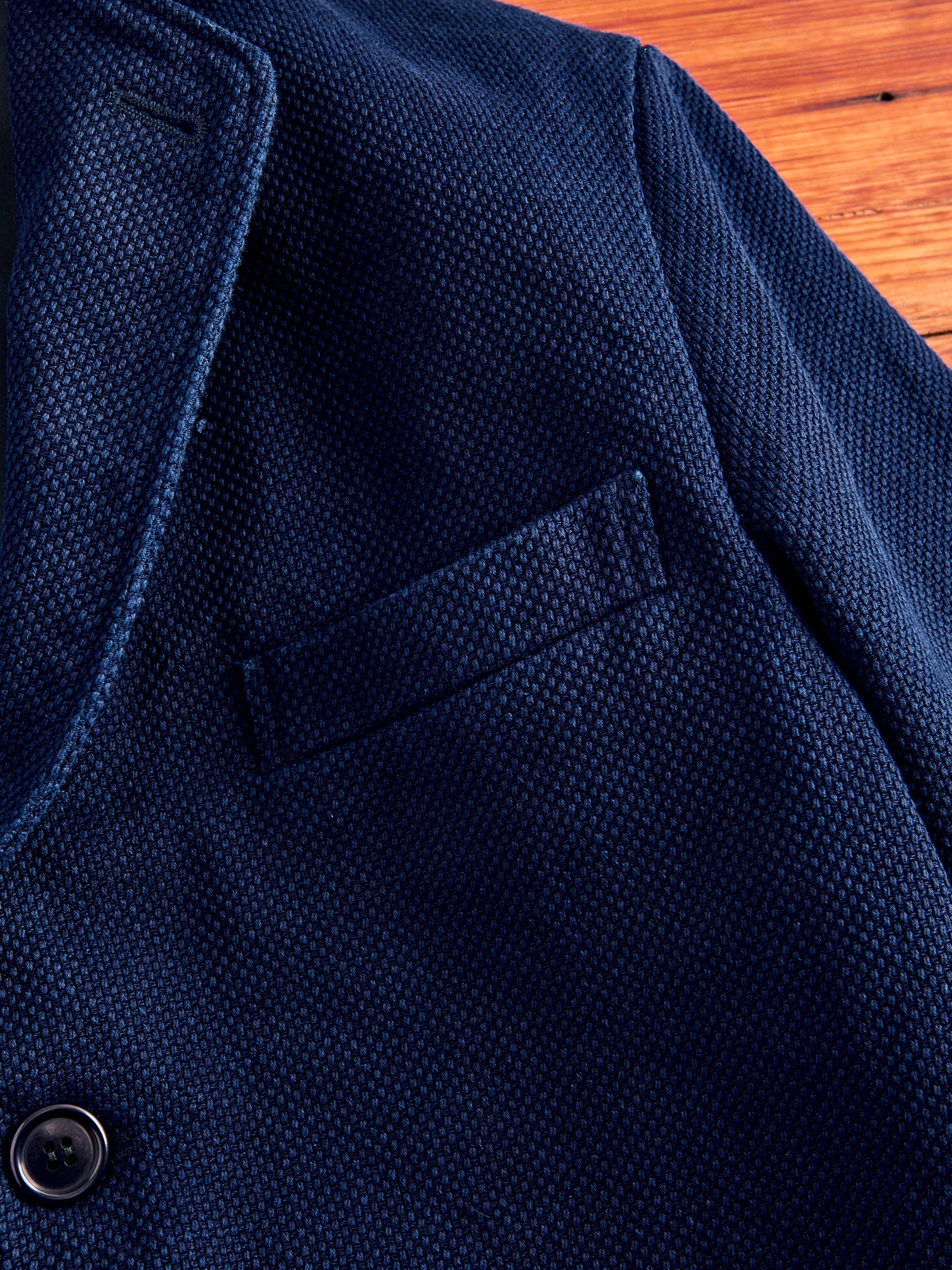 Double Cloth Sashiko Tailored Jacket in Hand Dyed Indigo - Image 5