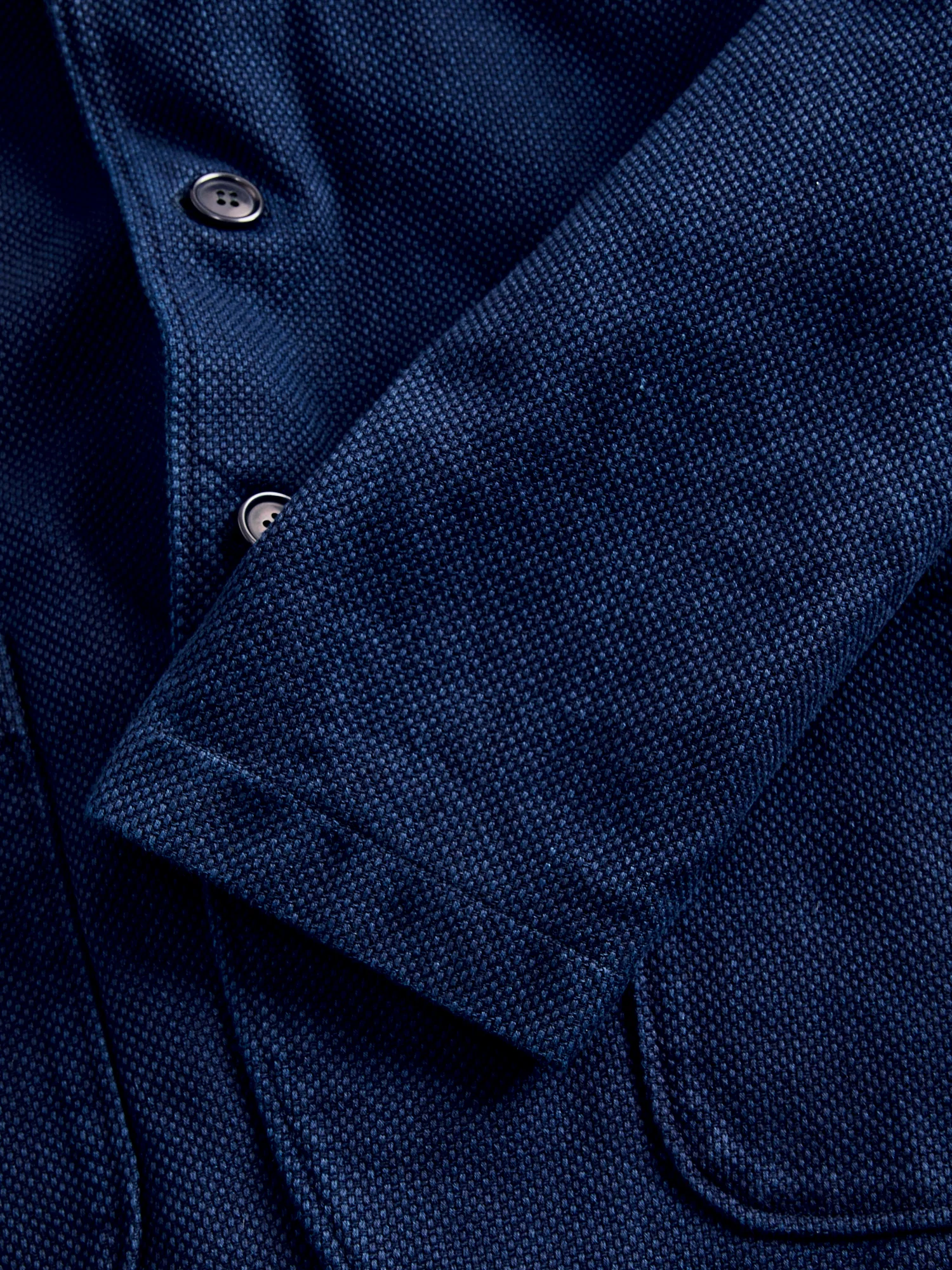 Double Cloth Sashiko Tailored Jacket in Hand Dyed Indigo - Image 7