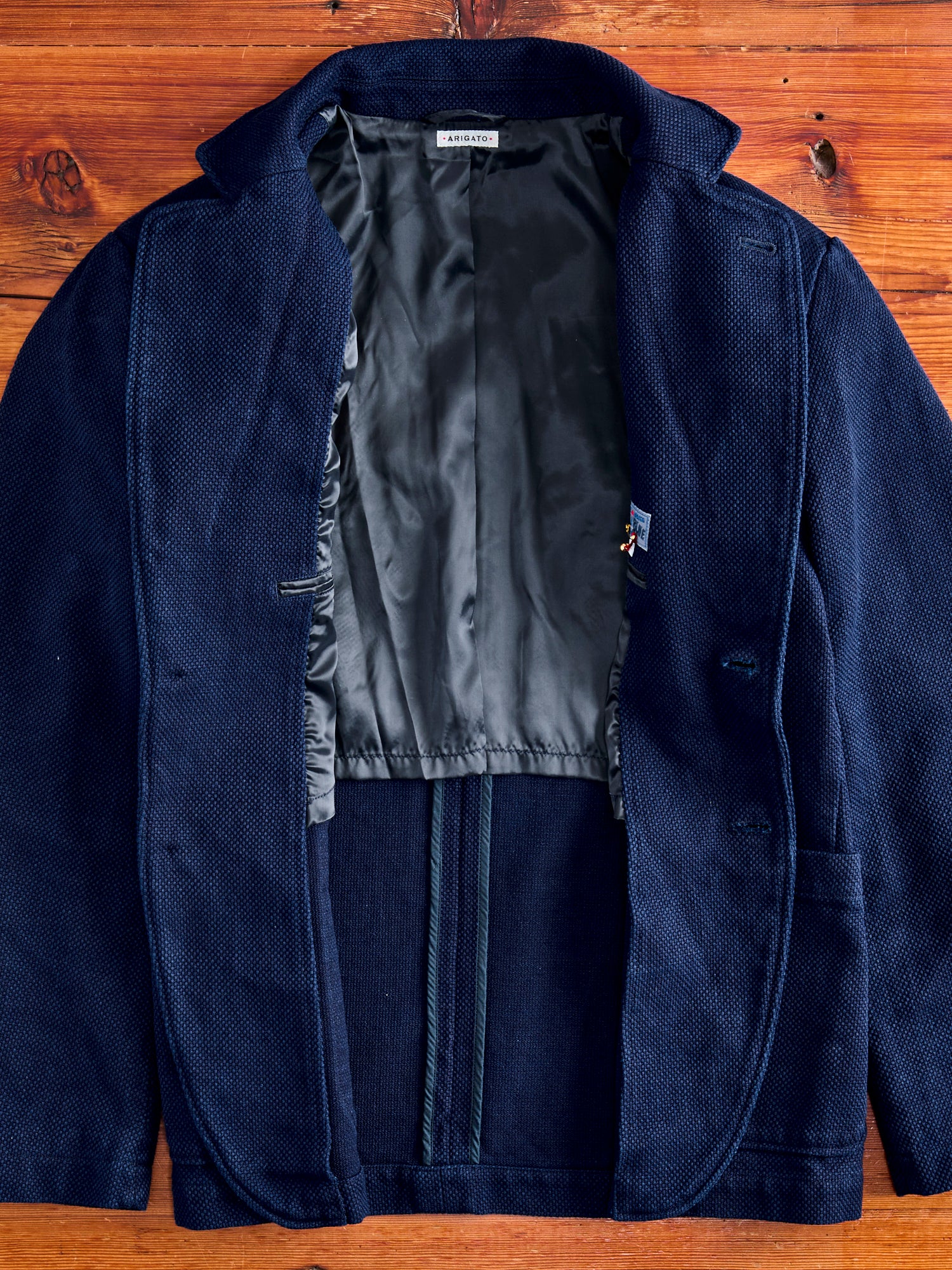 Double Cloth Sashiko Tailored Jacket in Hand Dyed Indigo - Image 9