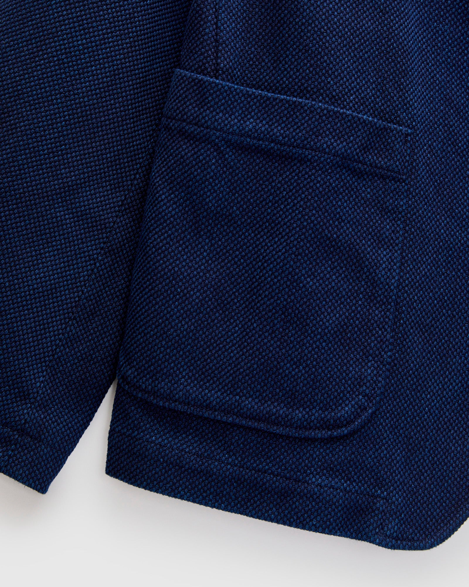 Double Cloth Sashiko Tailored Jacket in Pure Indigo - Image 9