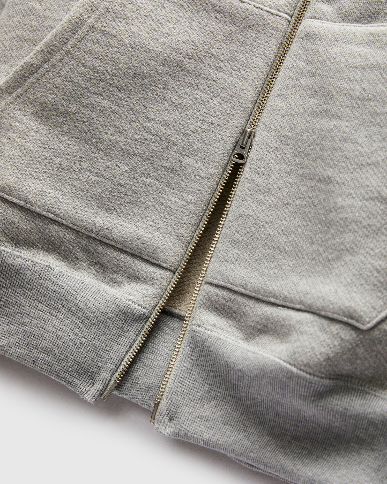Double Heavyweight French Terry 25.8oz Zip Hoodie in Heather Grey - Image 5