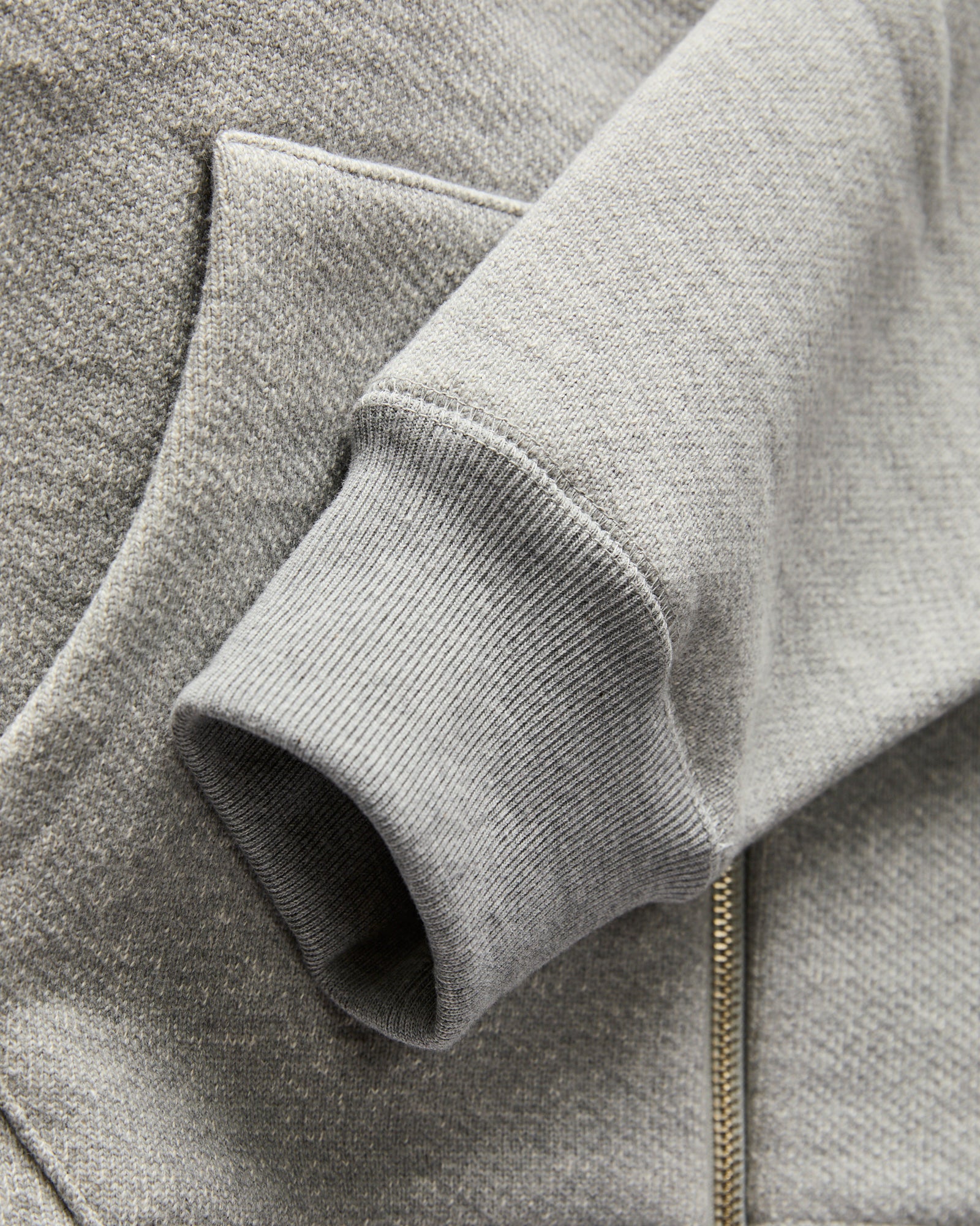 Double Heavyweight French Terry 25.8oz Zip Hoodie in Heather Grey - Image 6