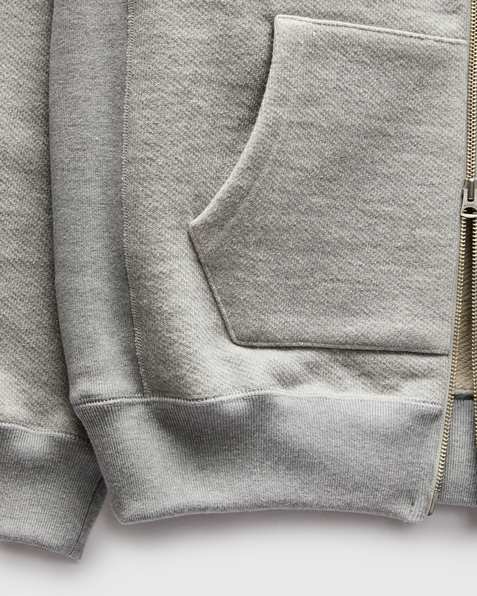 Double Heavyweight French Terry 25.8oz Zip Hoodie in Heather Grey - Image 7