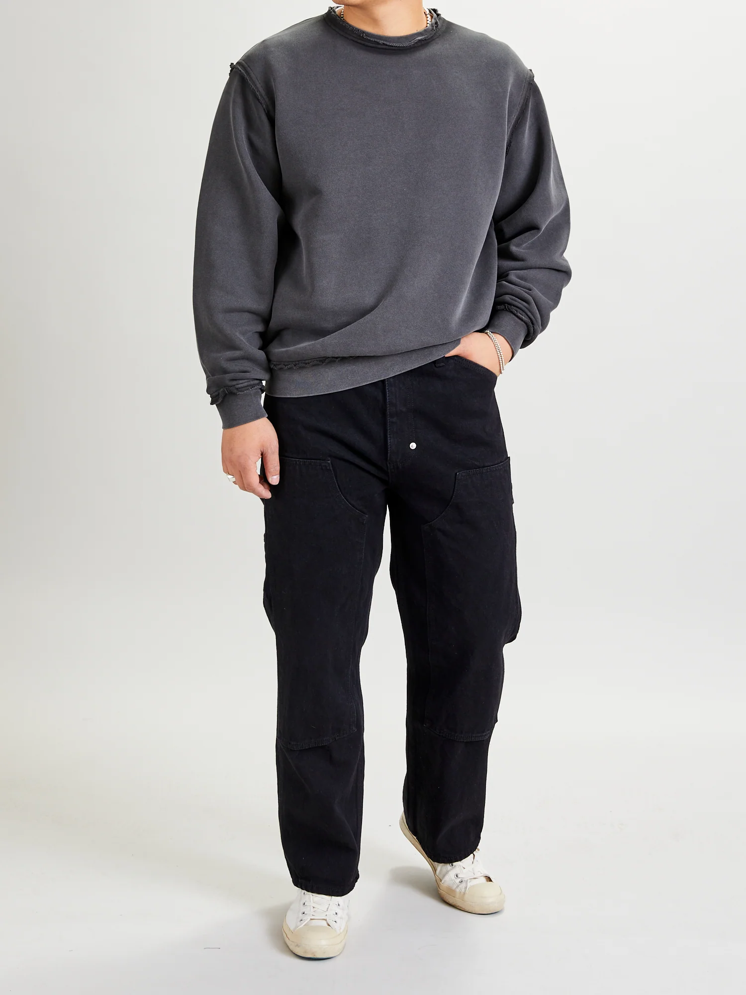 Double Knee Pants in Black Denim - Image 14