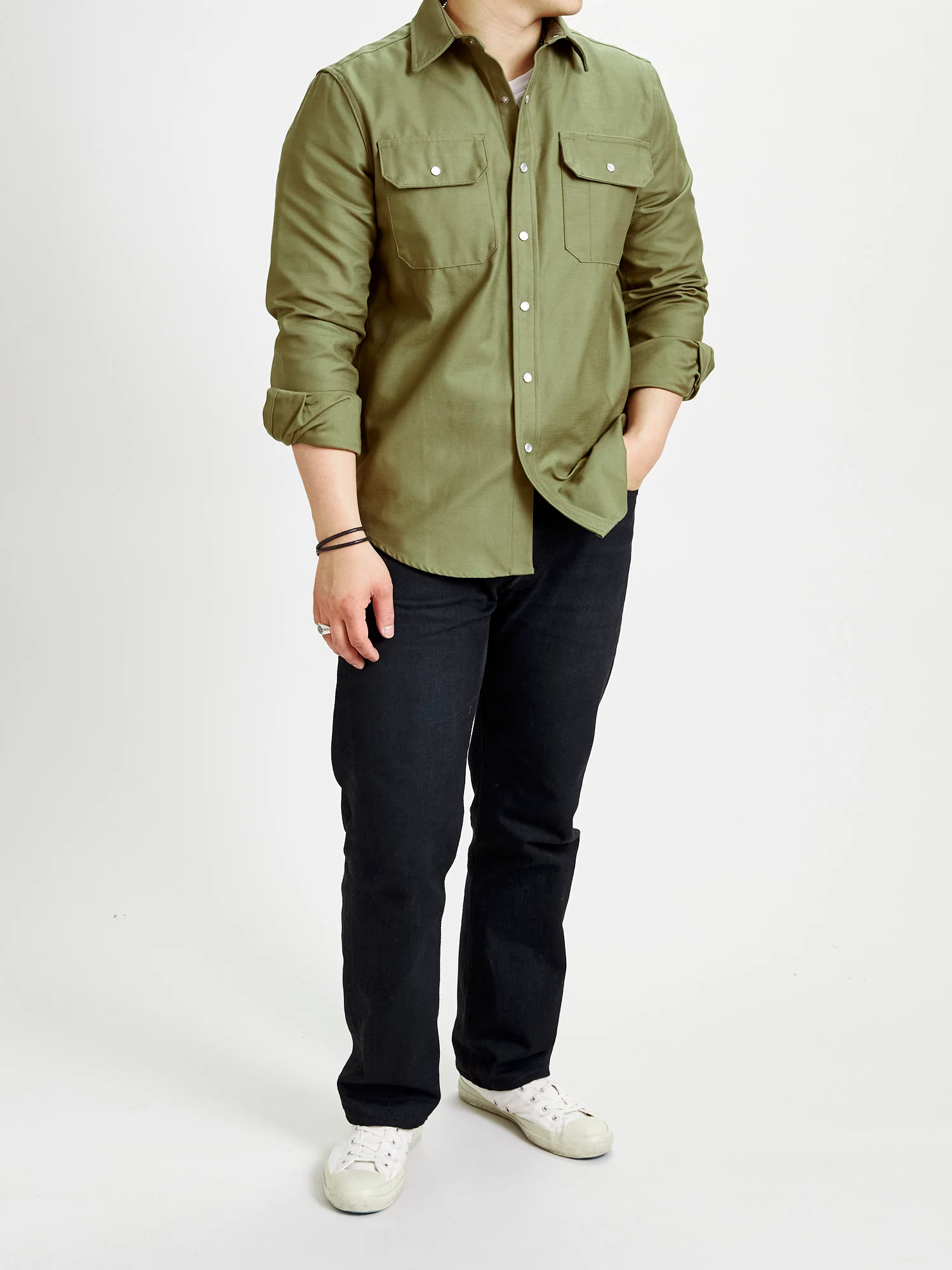Drover Overshirt in Fatigue Sateen - Image 8