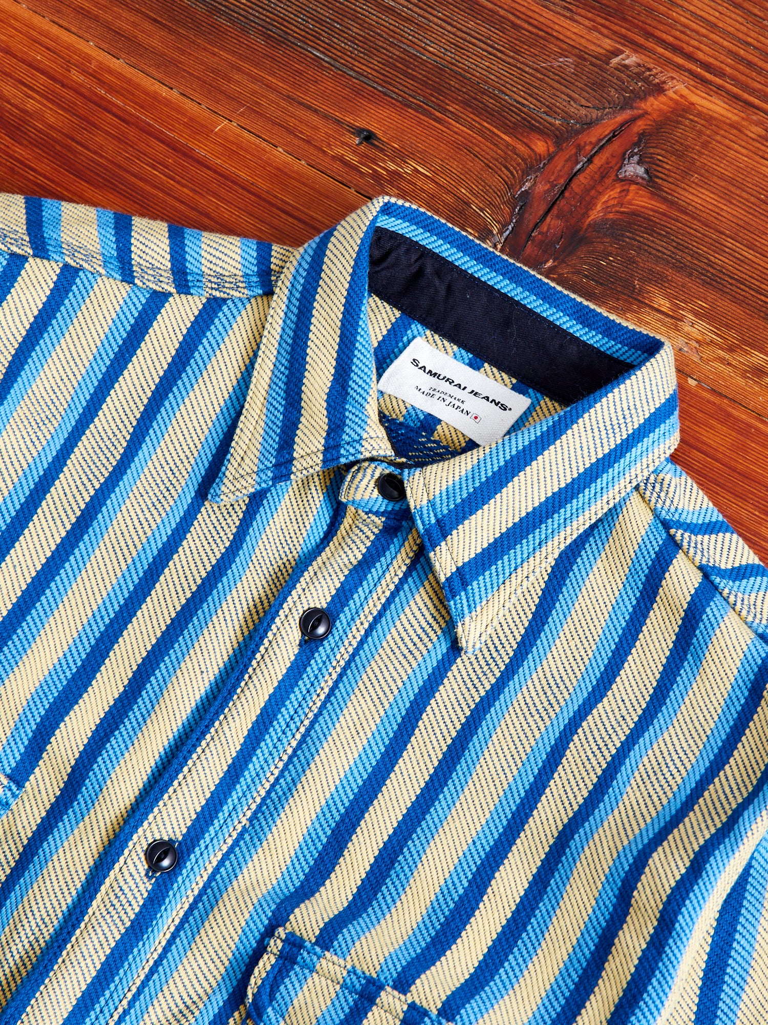 "Drunk Stripe" Flannel Shirt in Yellow - Image 3