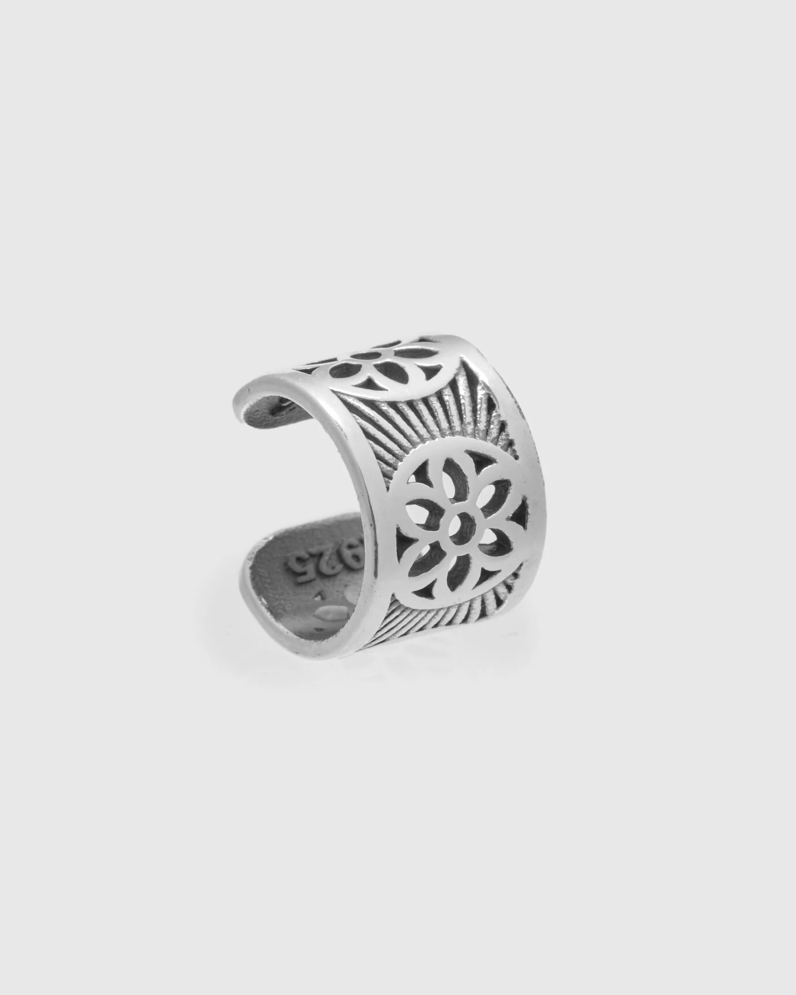 Ear Cuff Rosette Burst in Sterling Silver