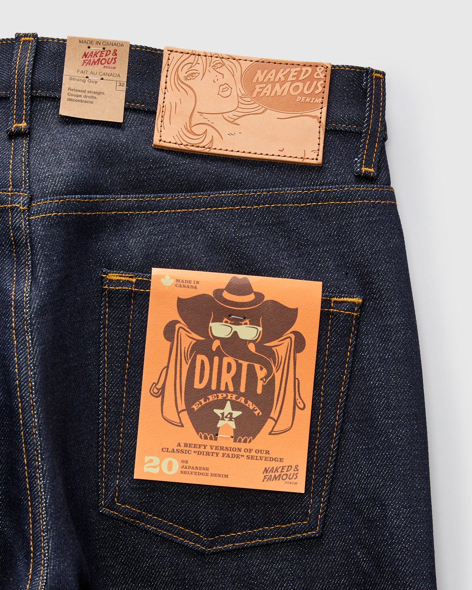 "Elephant 14 Dirty Elephant" 20oz Selvedge Denim - Strong Guy Fit - Image 4