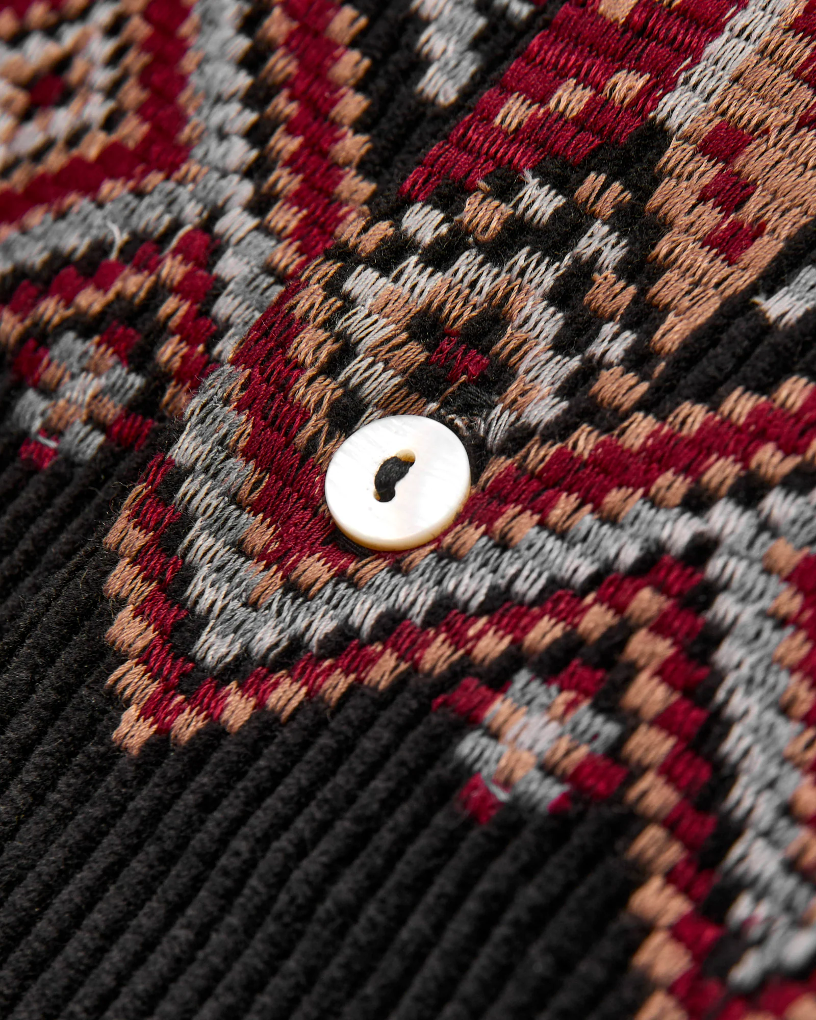 Embroidered Corduroy Overshirt in Black - Image 4