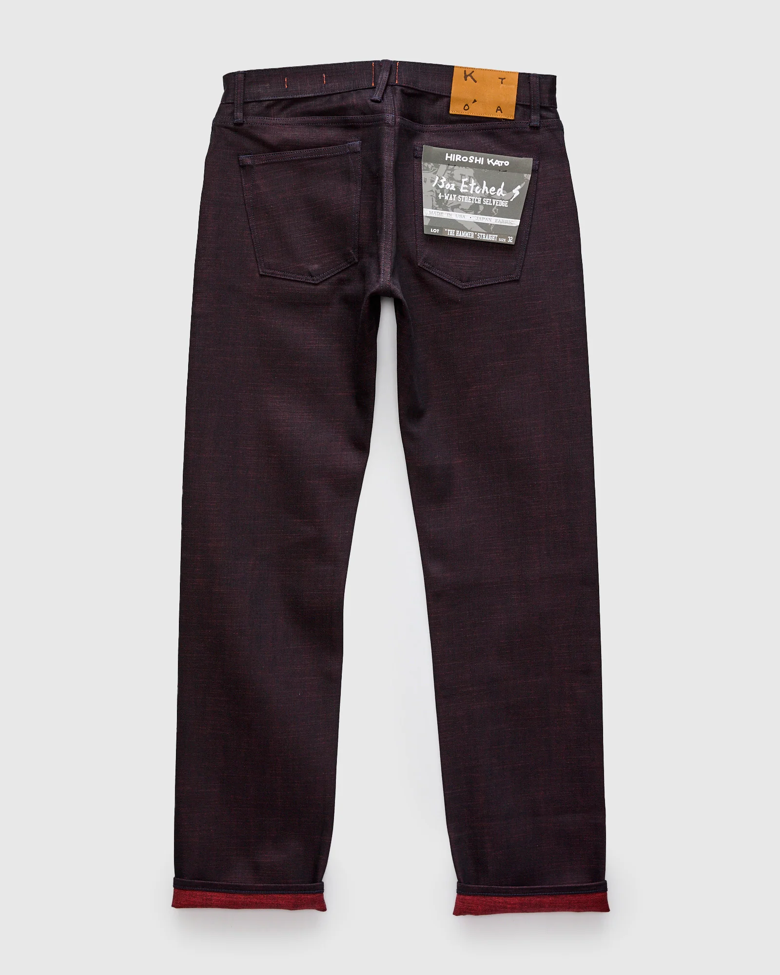 "Etched" 13oz Bordeaux Weft Stretch Selvedge Denim - Hammer Straight - Image 3