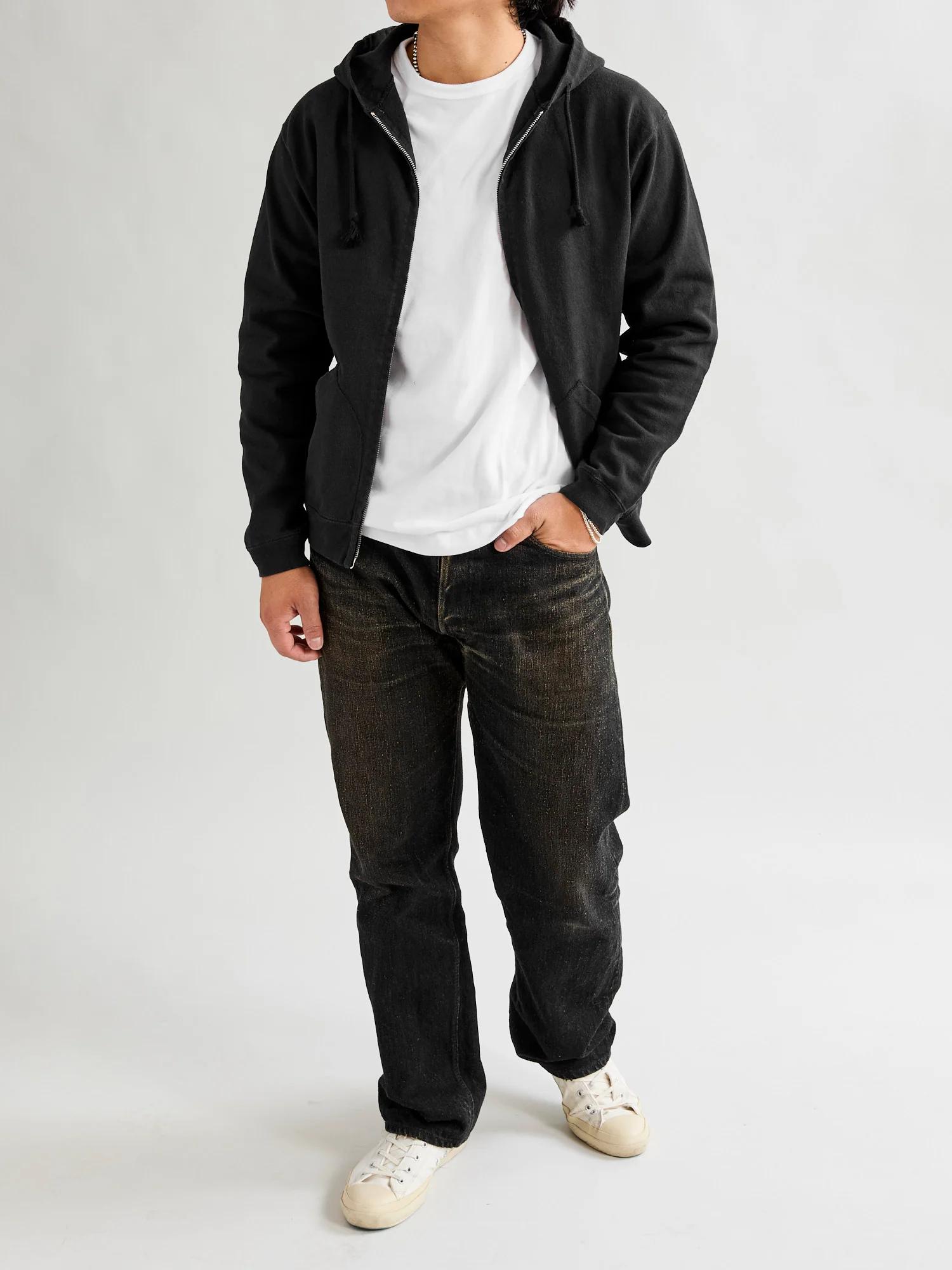 Extra Heavyweight Jersey Zip Hoodie in Black - Image 10