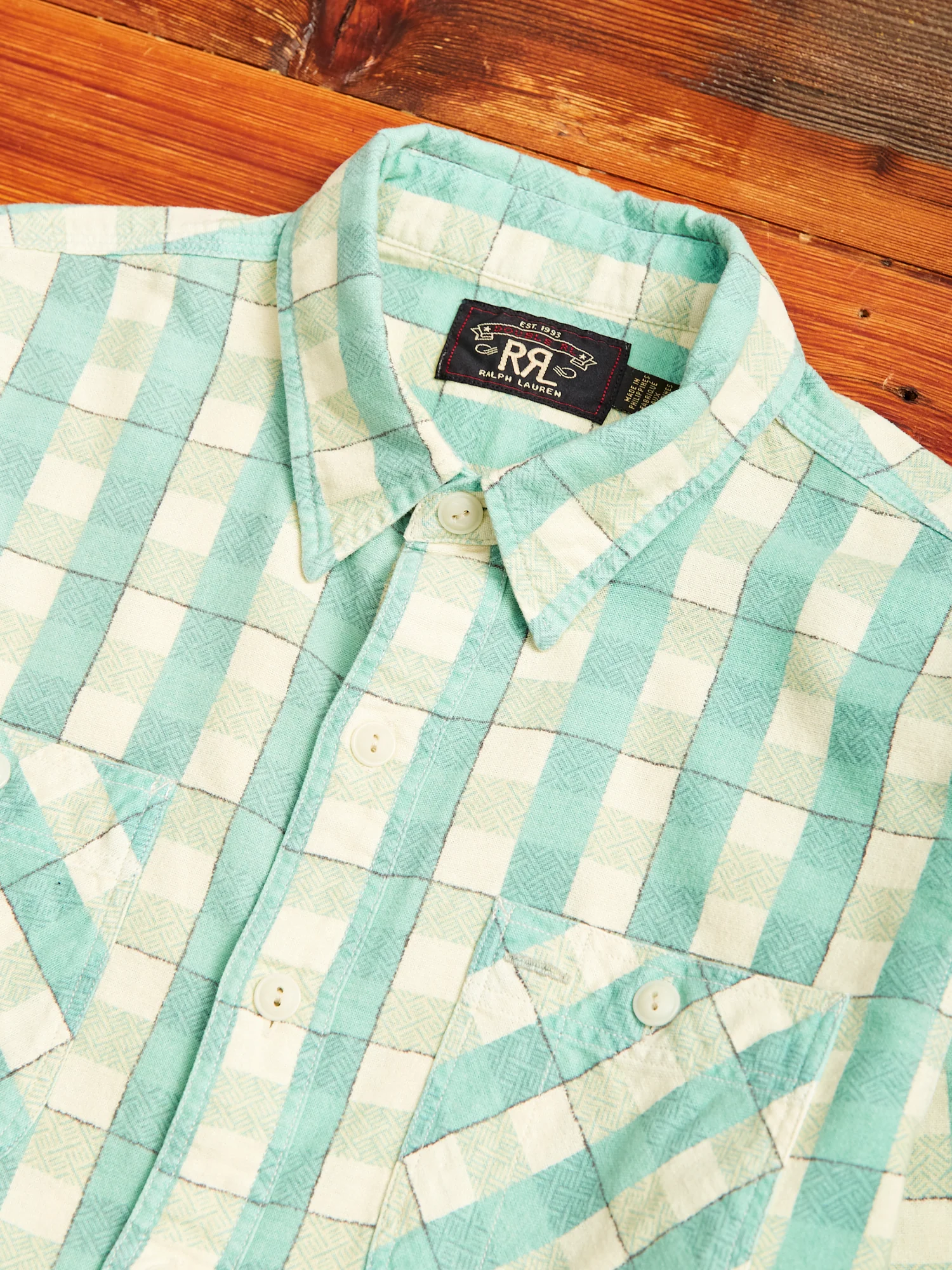 Farrell Workshirt in Green/Cream - Image 3