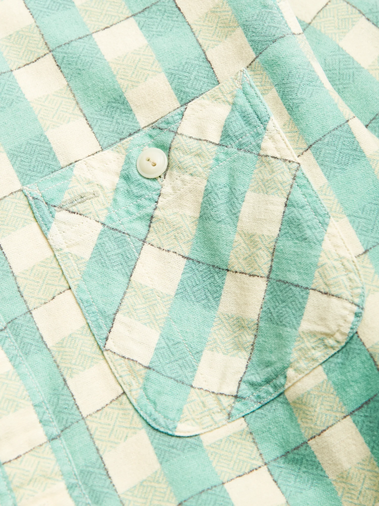 Farrell Workshirt in Green/Cream - Image 4
