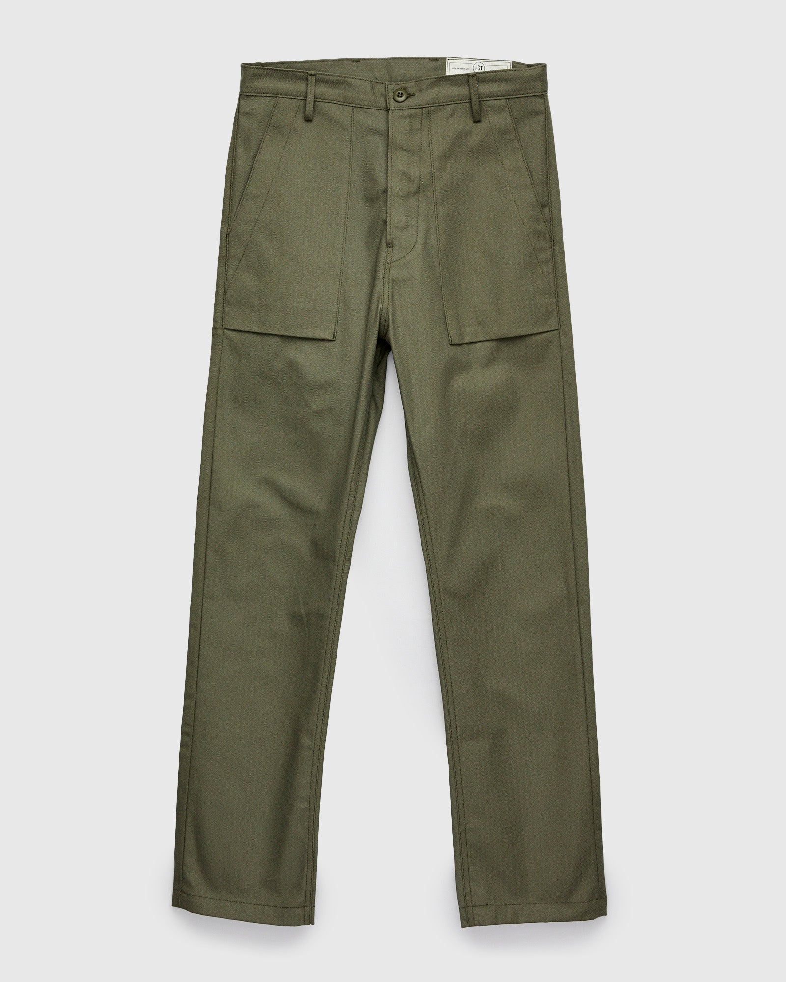 "Fatigue Pants" in 10oz Olive Herringbone