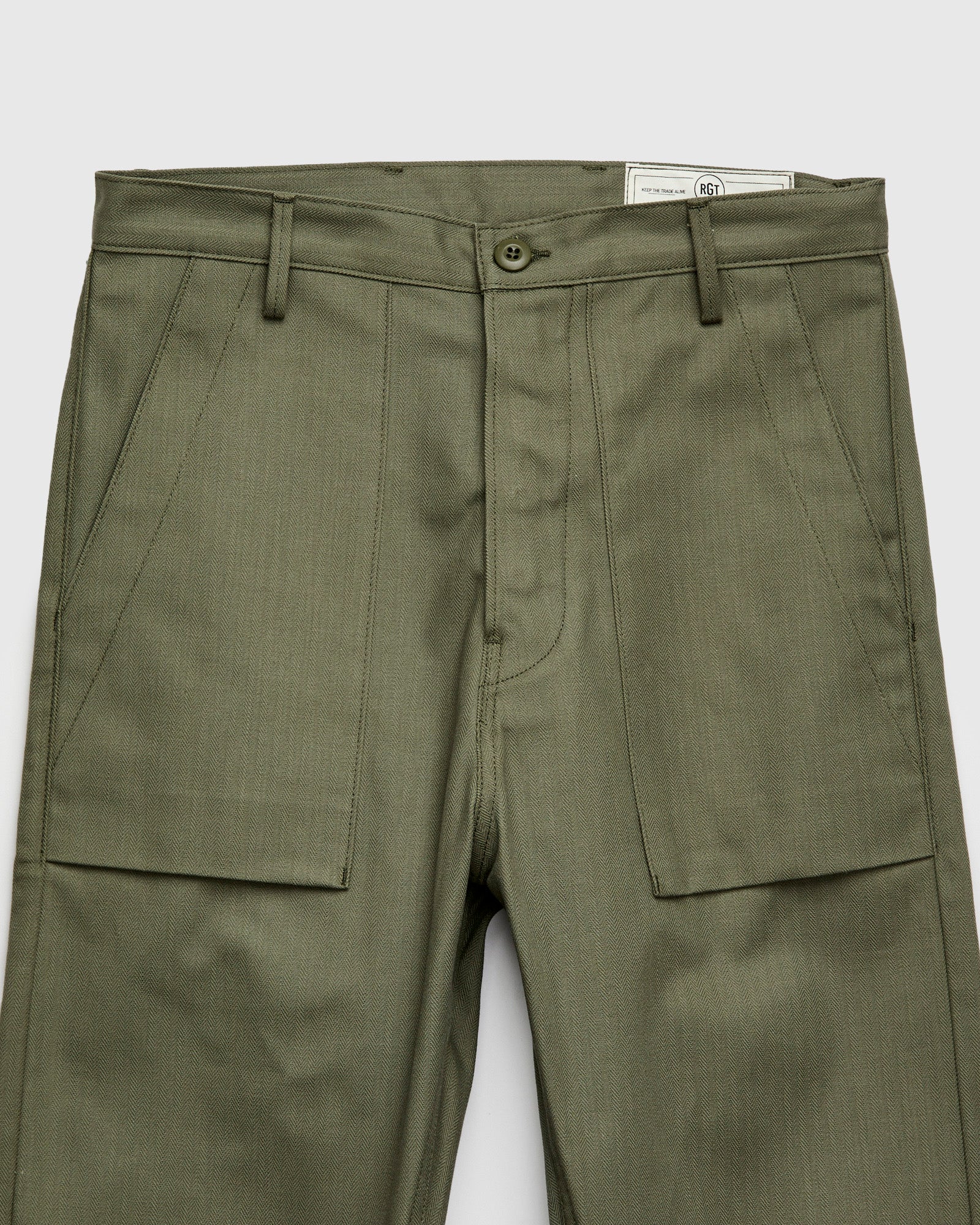 "Fatigue Pants" in 10oz Olive Herringbone - Image 3