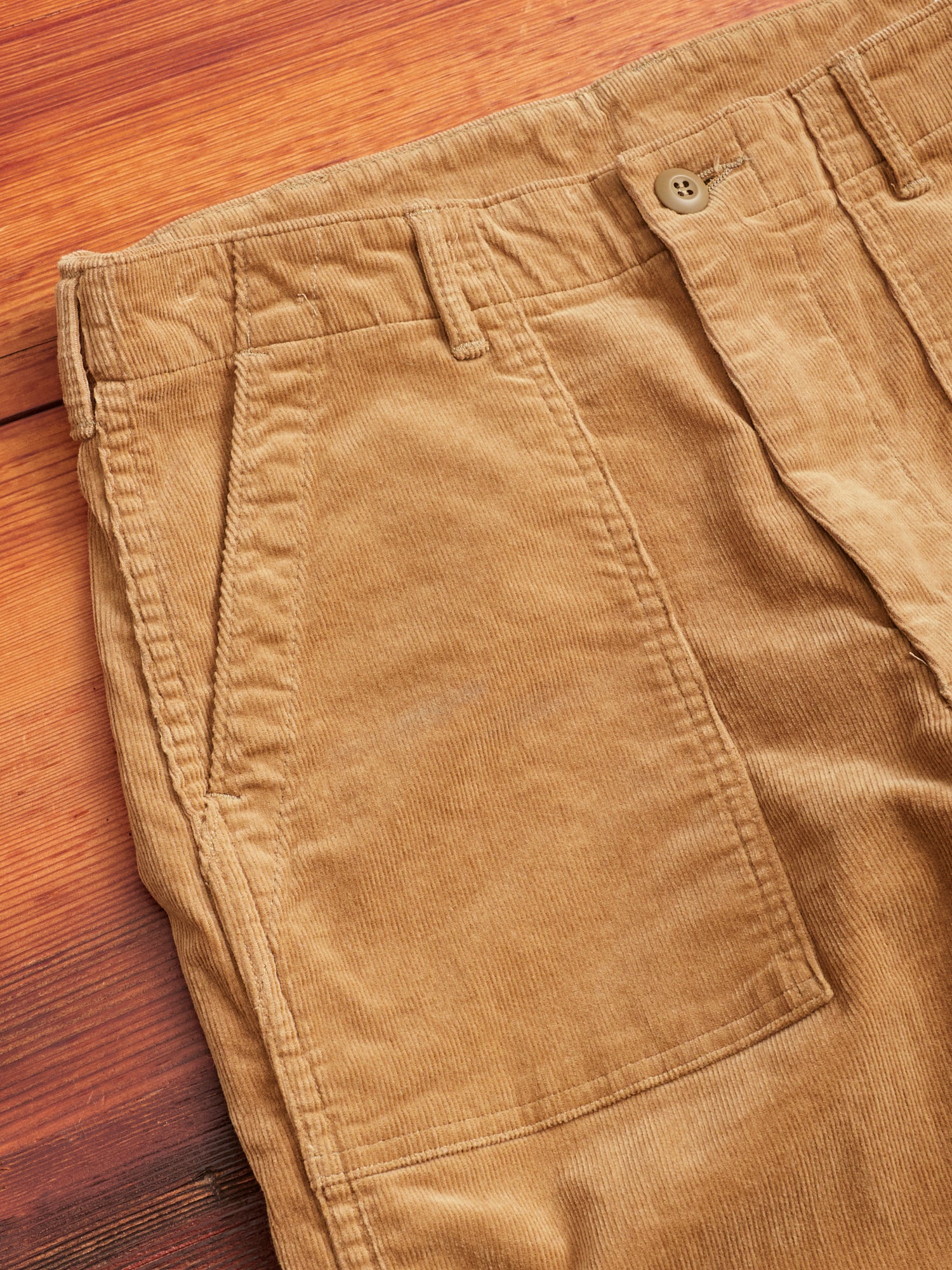 Slim Fatigue Pants in Beige Corduroy - Image 4