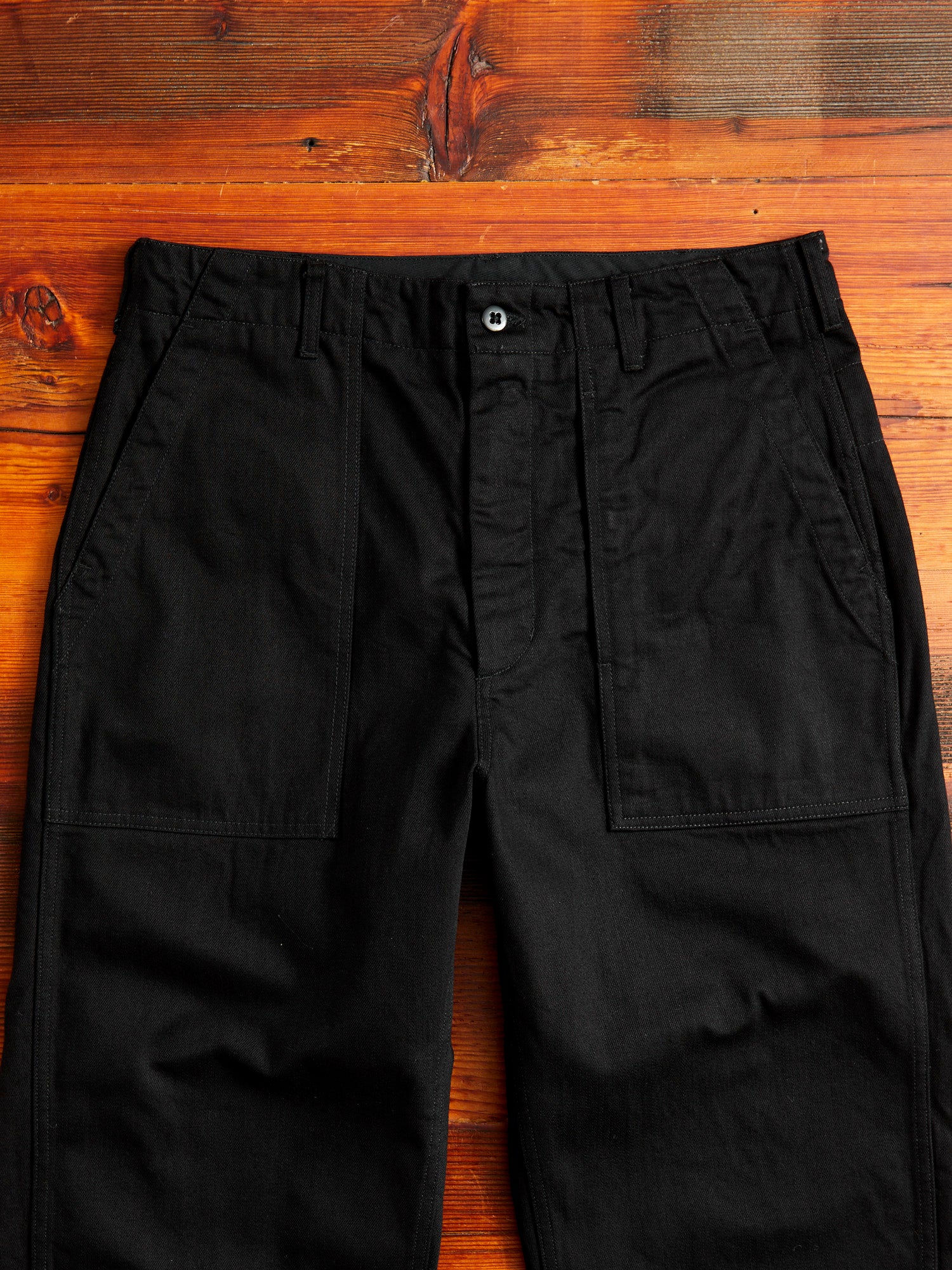 Fatigue Pants in Black Cotton Bull Denim - Image 3