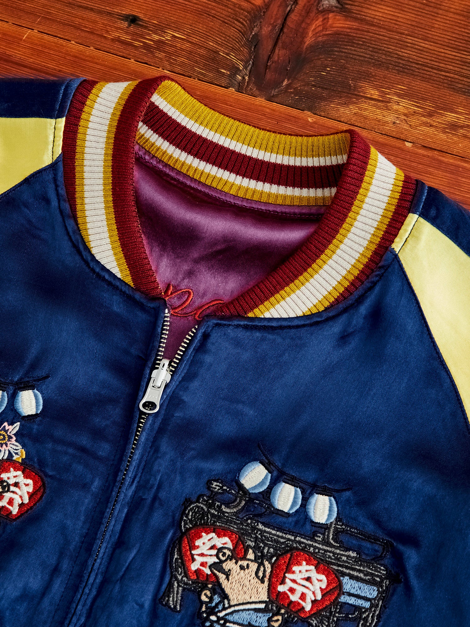 "Festival" Reversible Sukajan Souvenir Jacket in Blue/Purple - Image 10