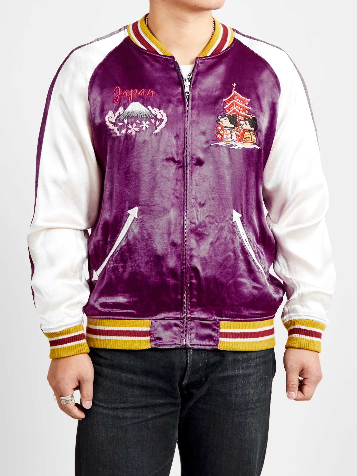 "Festival" Reversible Sukajan Souvenir Jacket in Blue/Purple - Image 2
