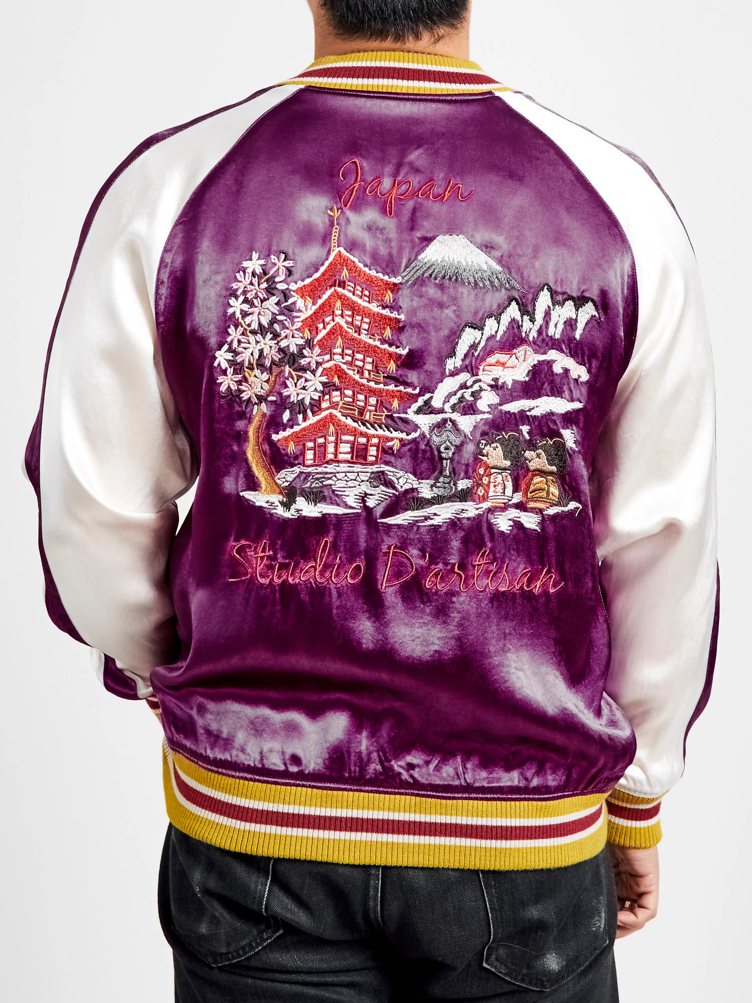 "Festival" Reversible Sukajan Souvenir Jacket in Blue/Purple - Image 4