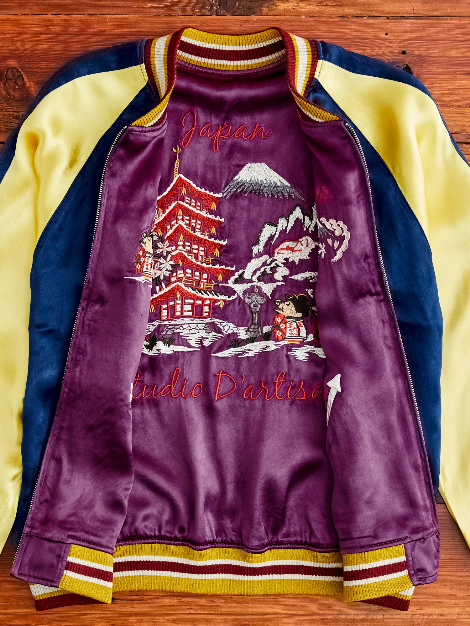 "Festival" Reversible Sukajan Souvenir Jacket in Blue/Purple - Image 6