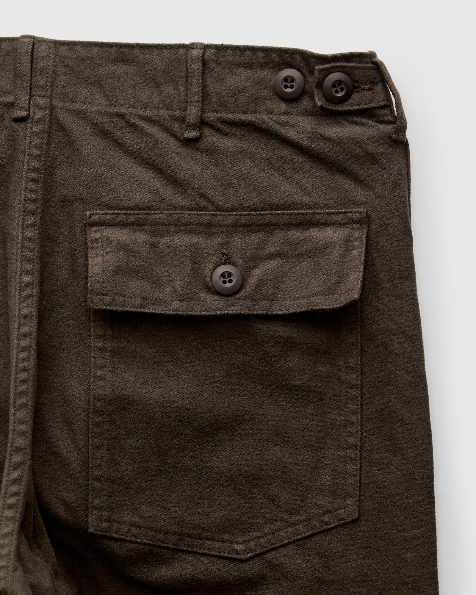 Brushed Flannel Straight Fatigue Pants in Coffee Brown - Image 3