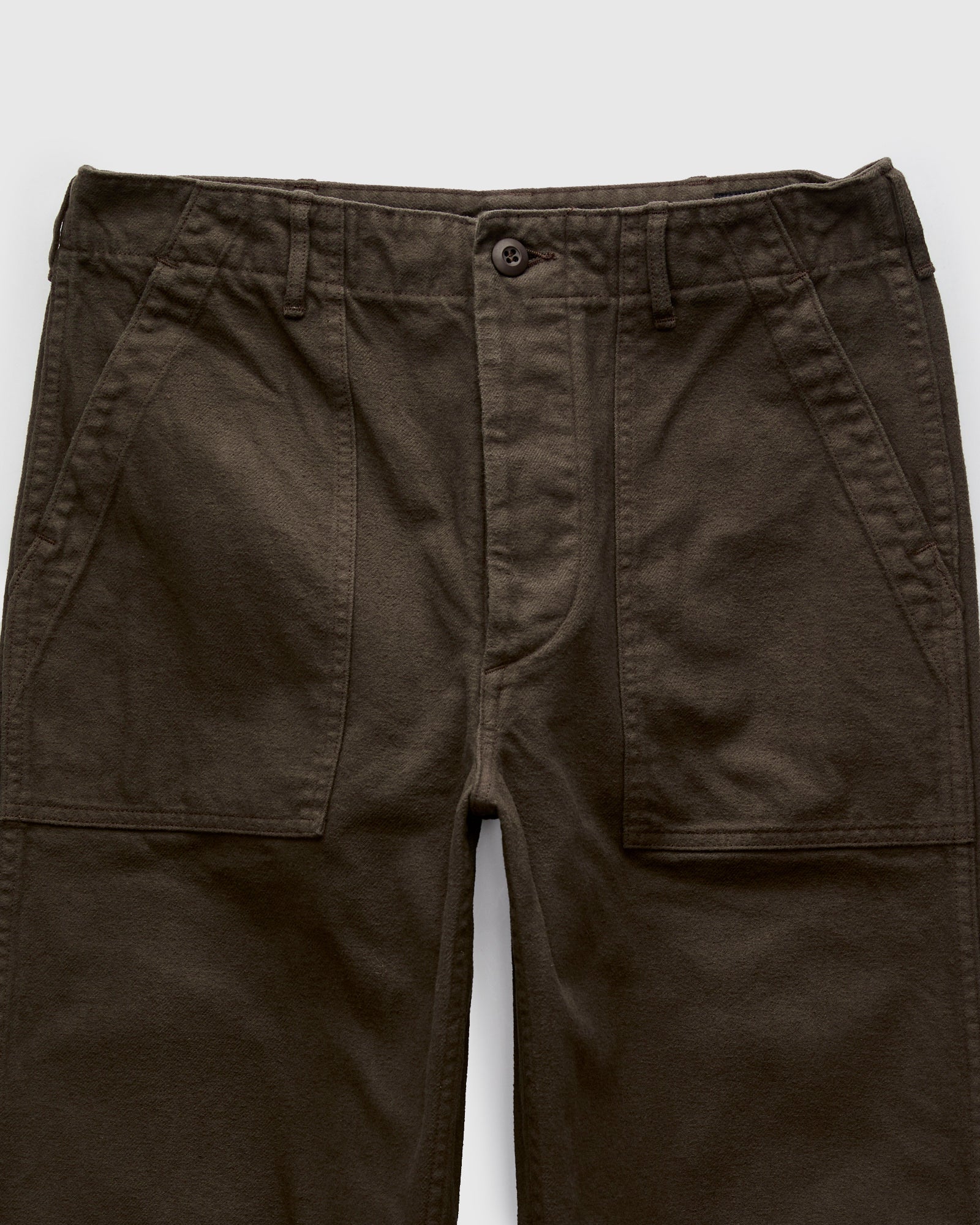 Brushed Flannel Straight Fatigue Pants in Coffee Brown - Image 5