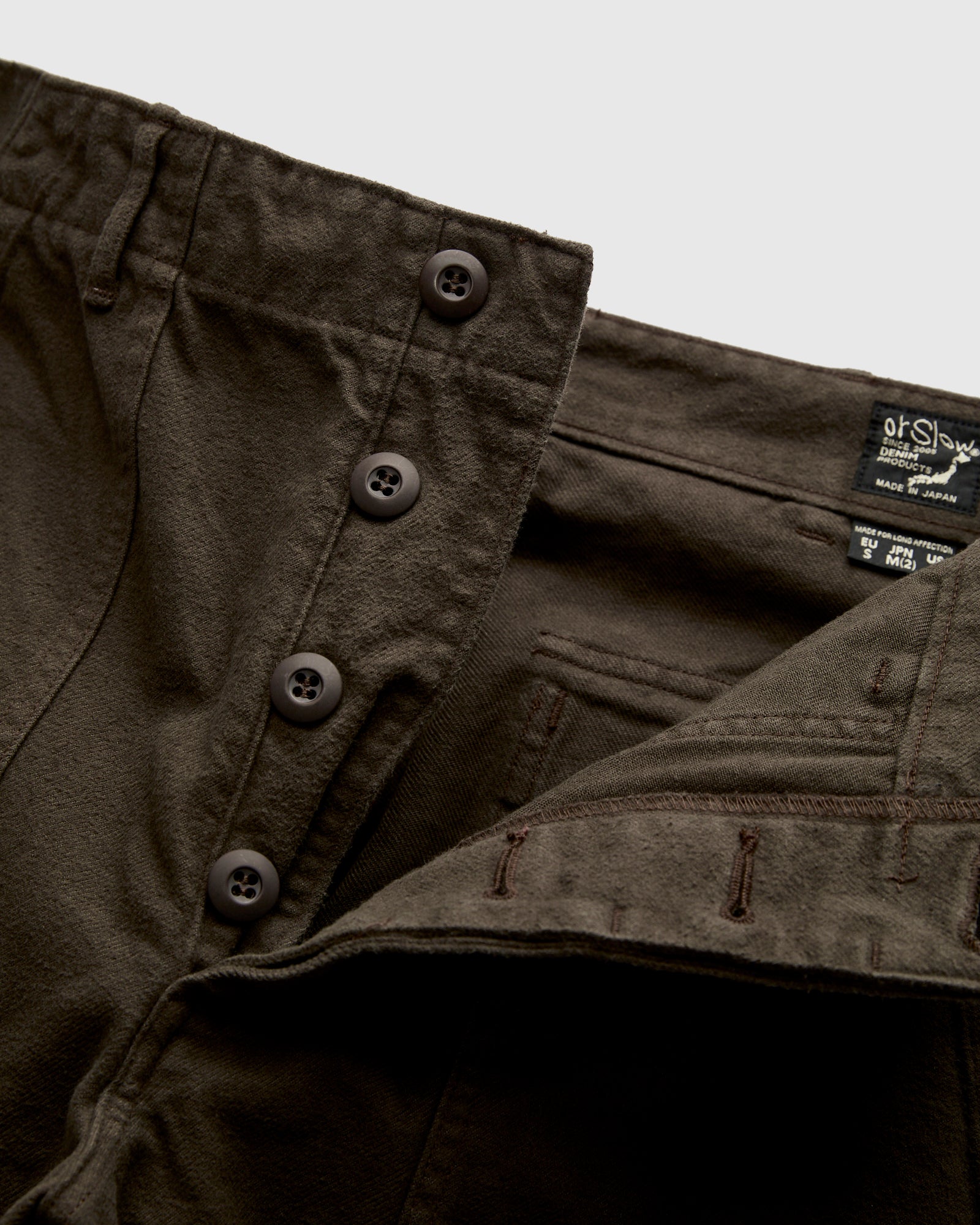 Brushed Flannel Straight Fatigue Pants in Coffee Brown - Image 7