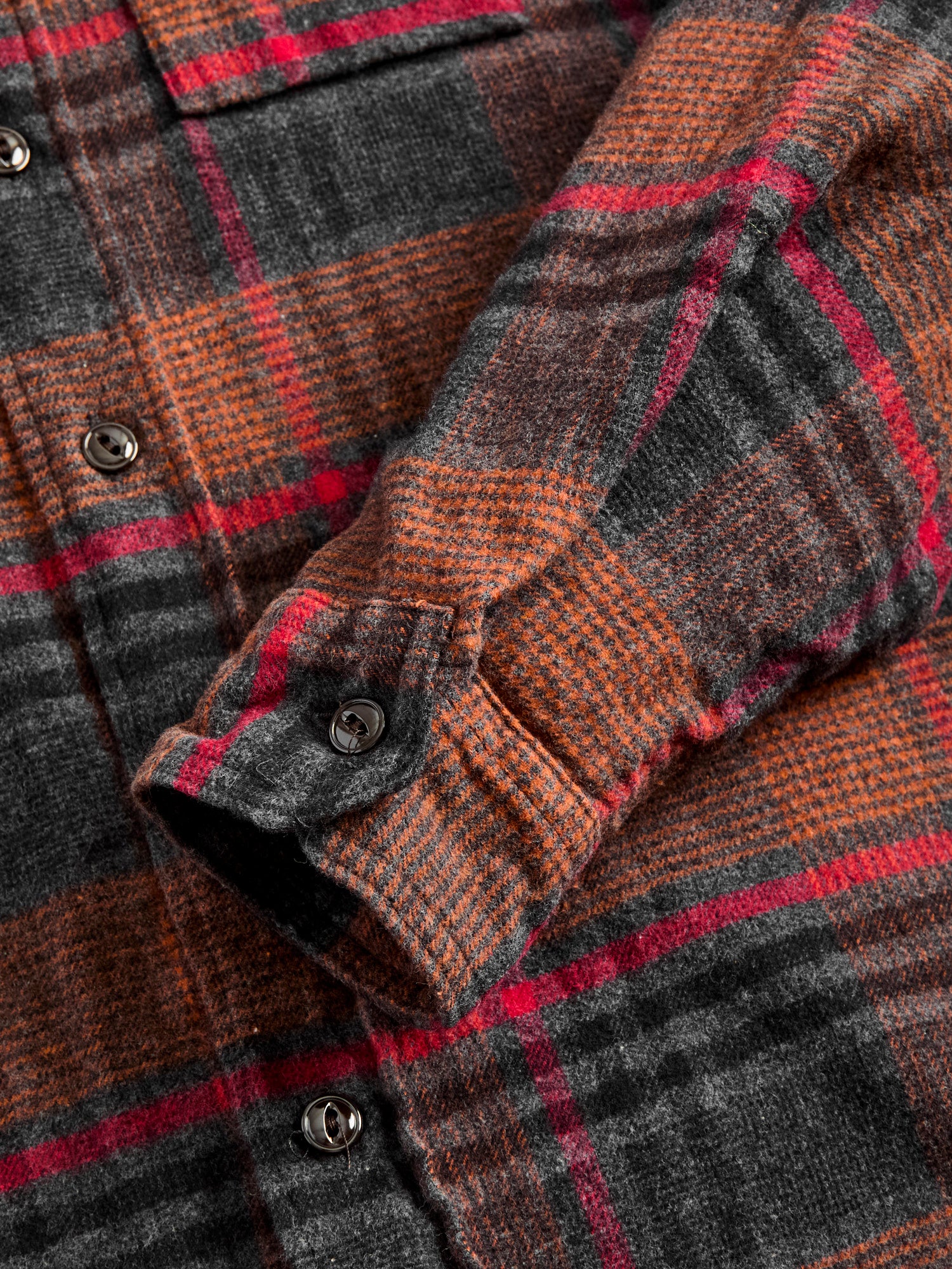 Flannel Work Shirt in Orange Red Plaid - Image 4