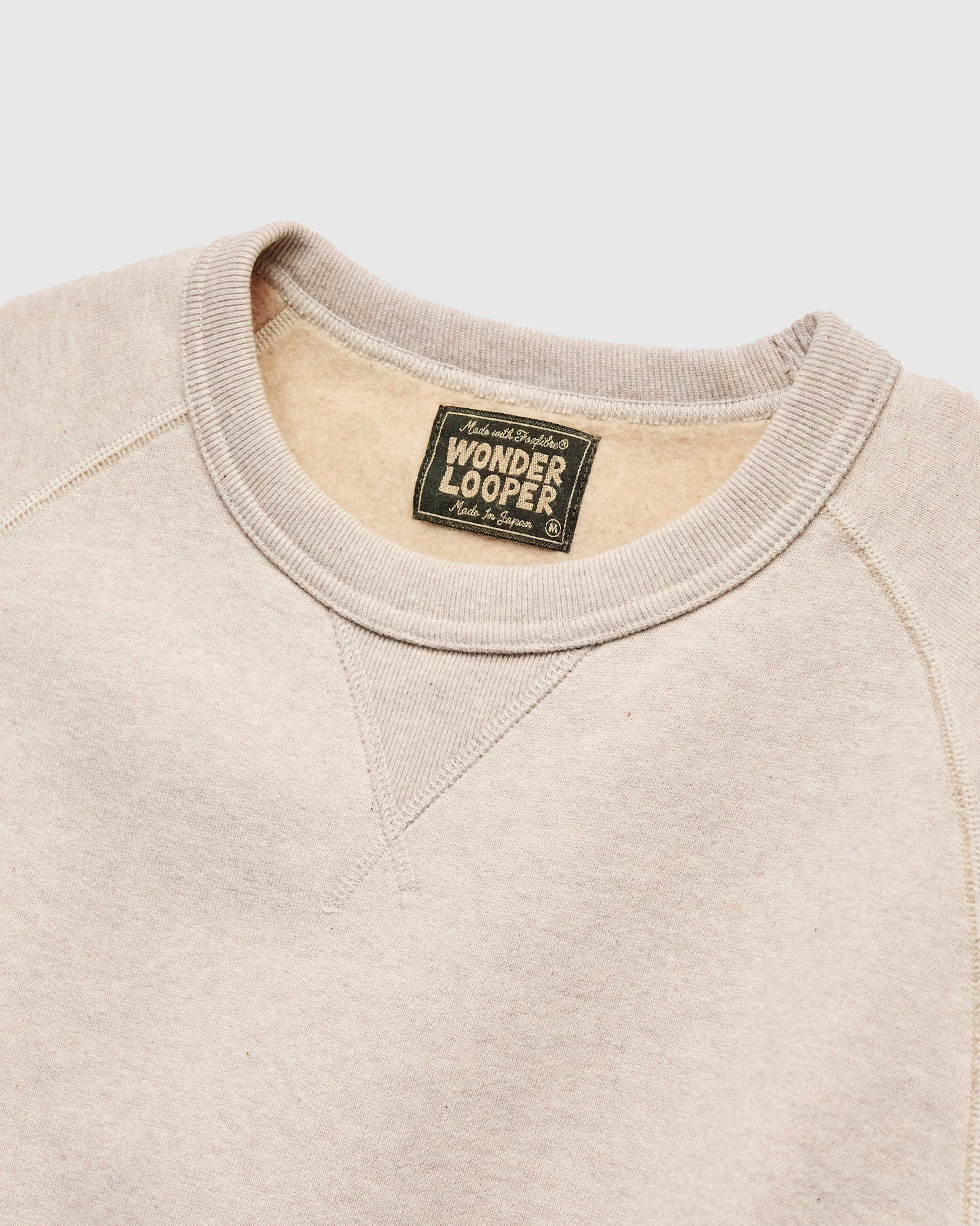 Fleeced FoxFibre® Pullover Crewneck in Oatmeal - Image 3
