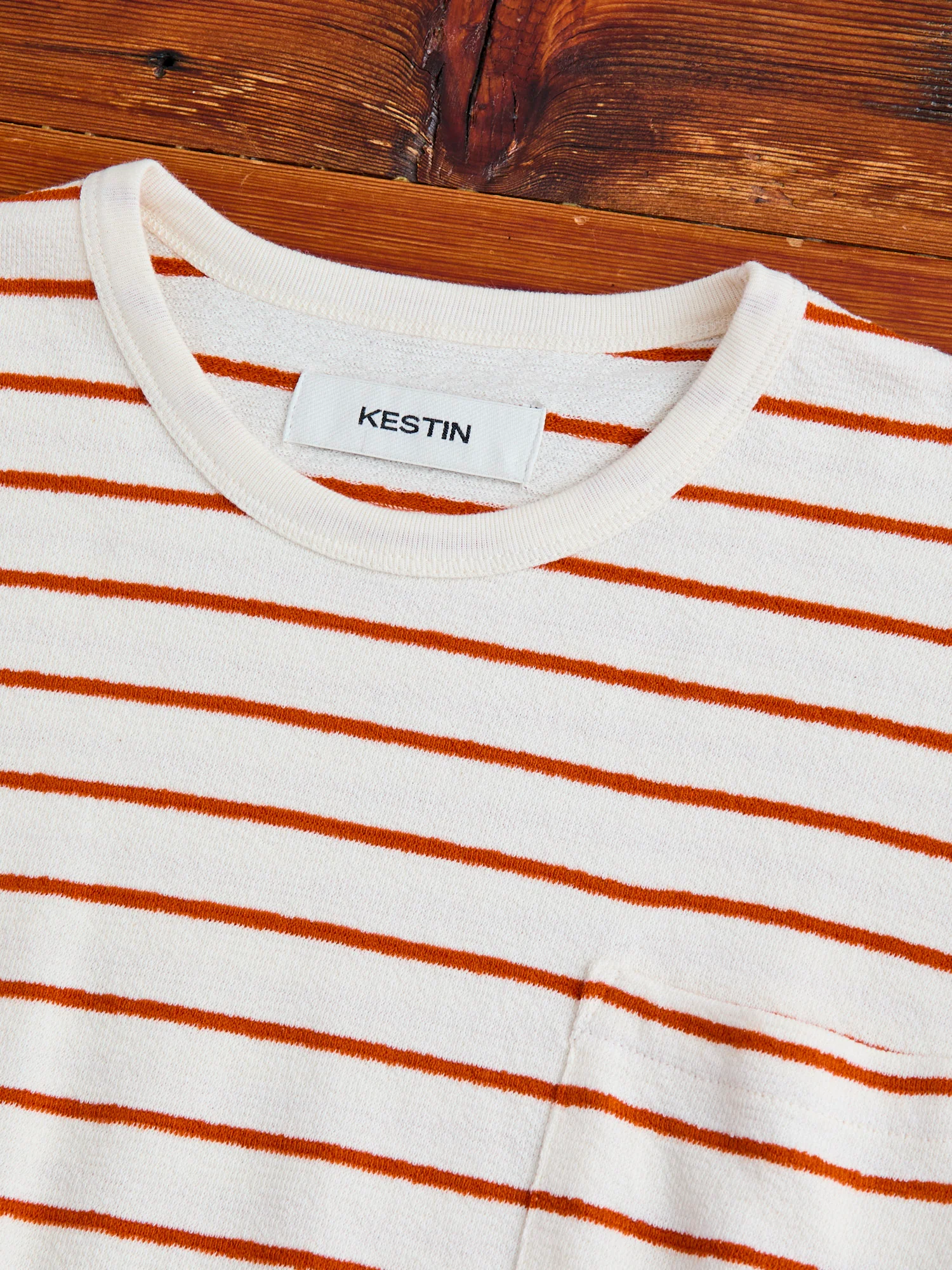 Fly Tee in Ecru Tangerine Stripe - Image 3