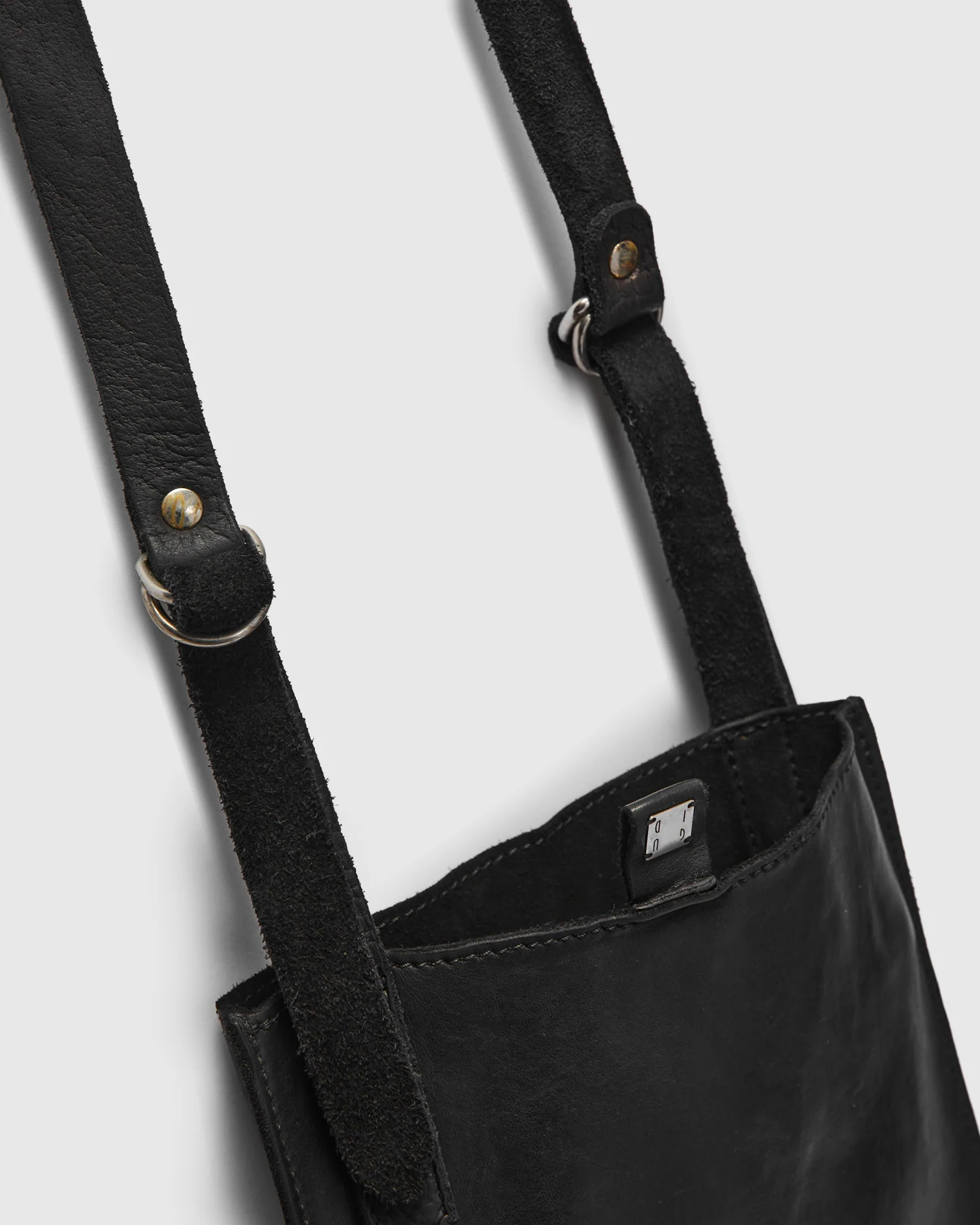 FT2 Flat Crossbody Bag in Black Full Grain Horse Leather - Image 4