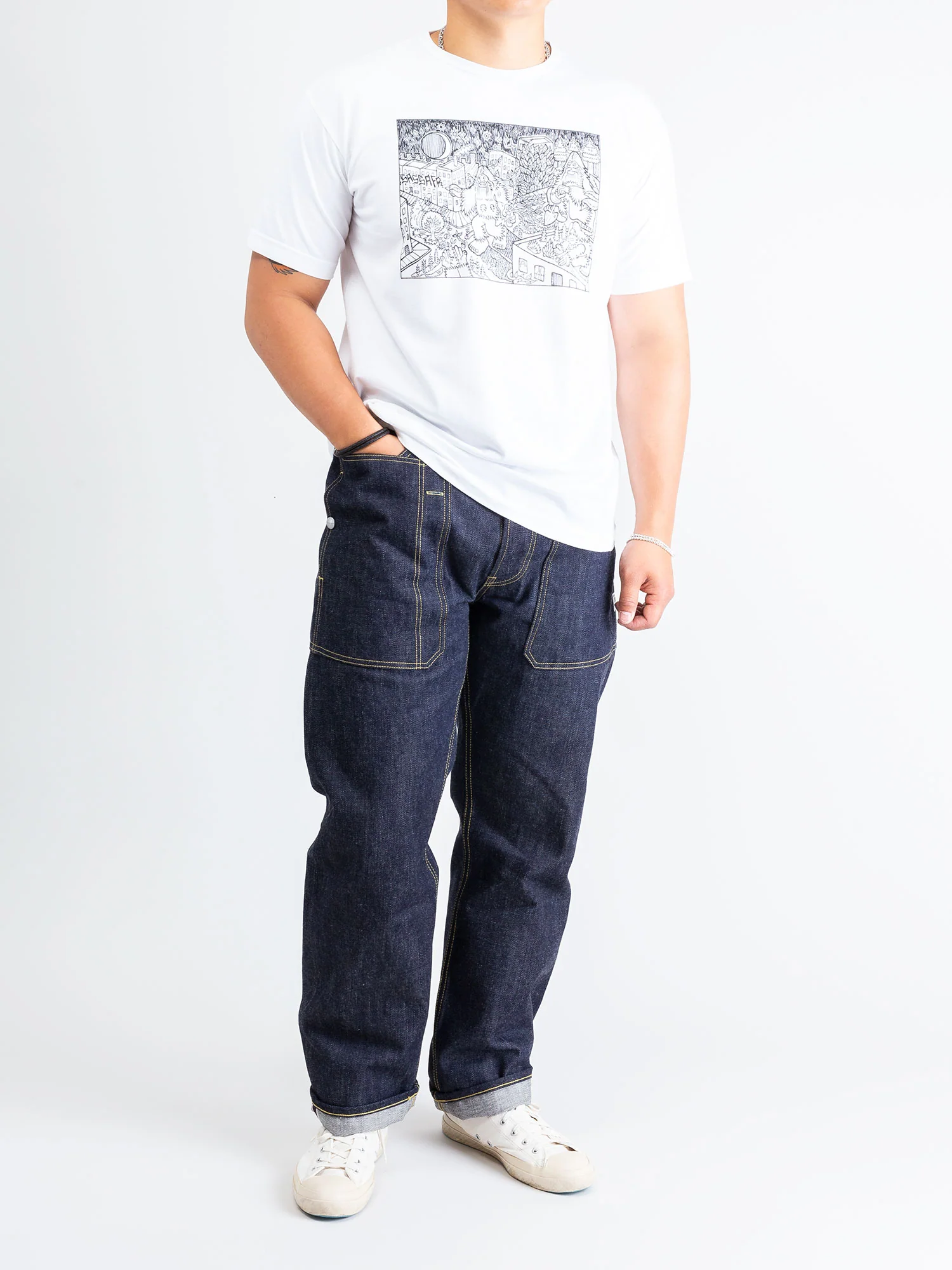 Gardening At Night T-Shirt in White - Image 7
