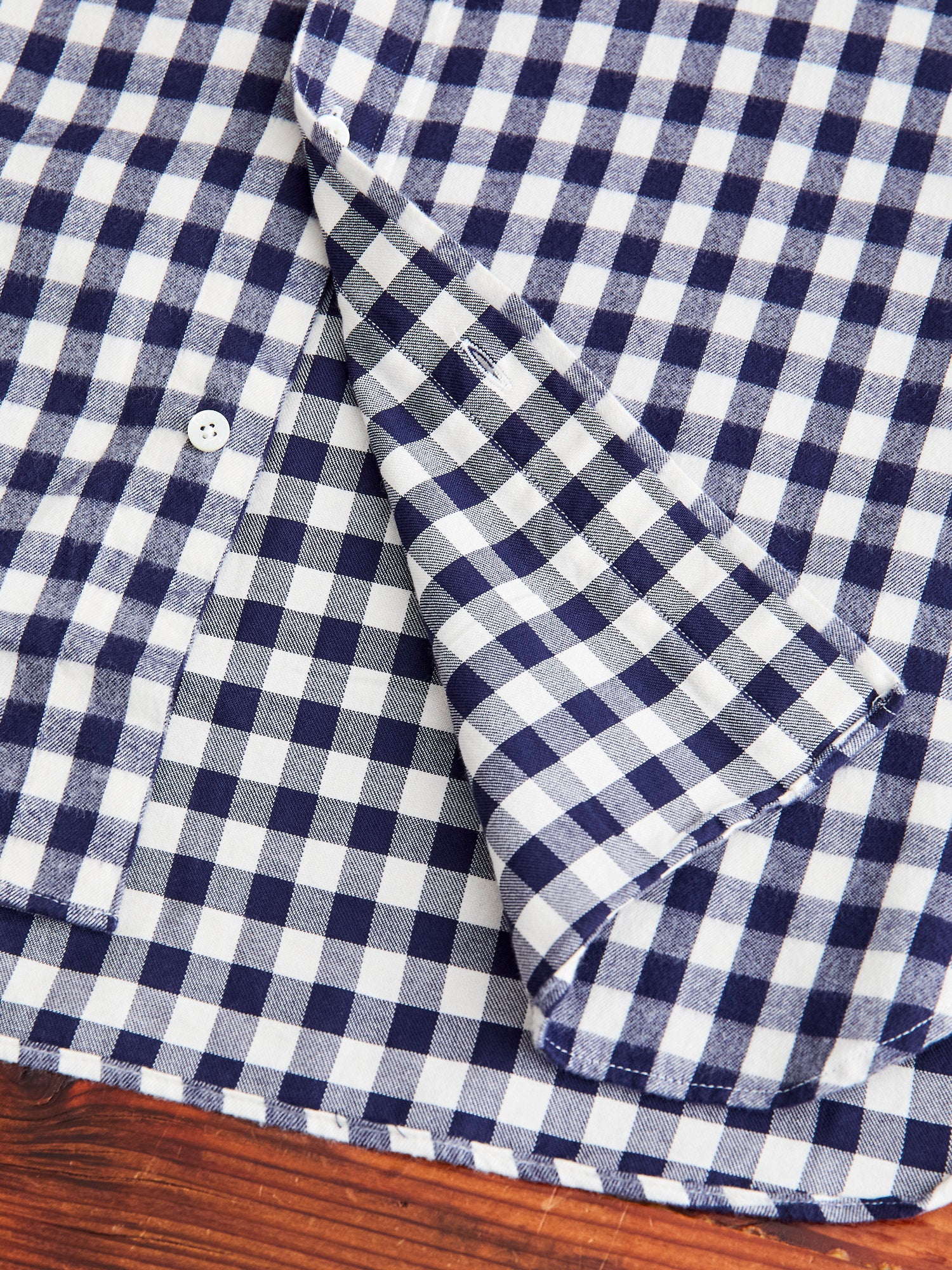 Gingham Check Button-Down Shirt in Navy - Image 6
