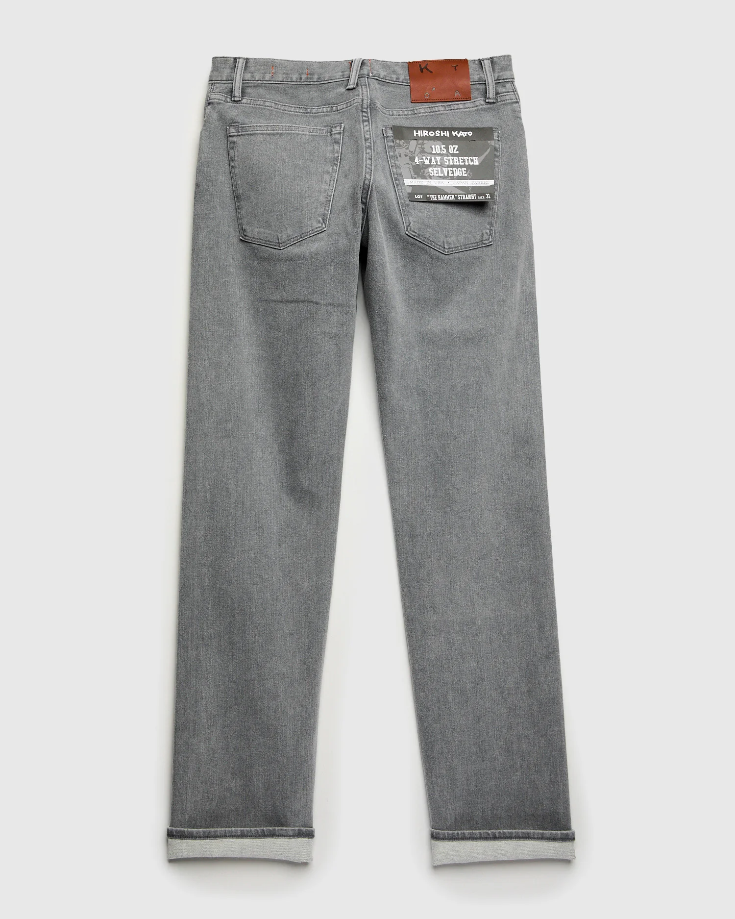 "Granite" 10.5oz Washed Grey Stretch Selvedge Denim - Hammer Straight - Image 2