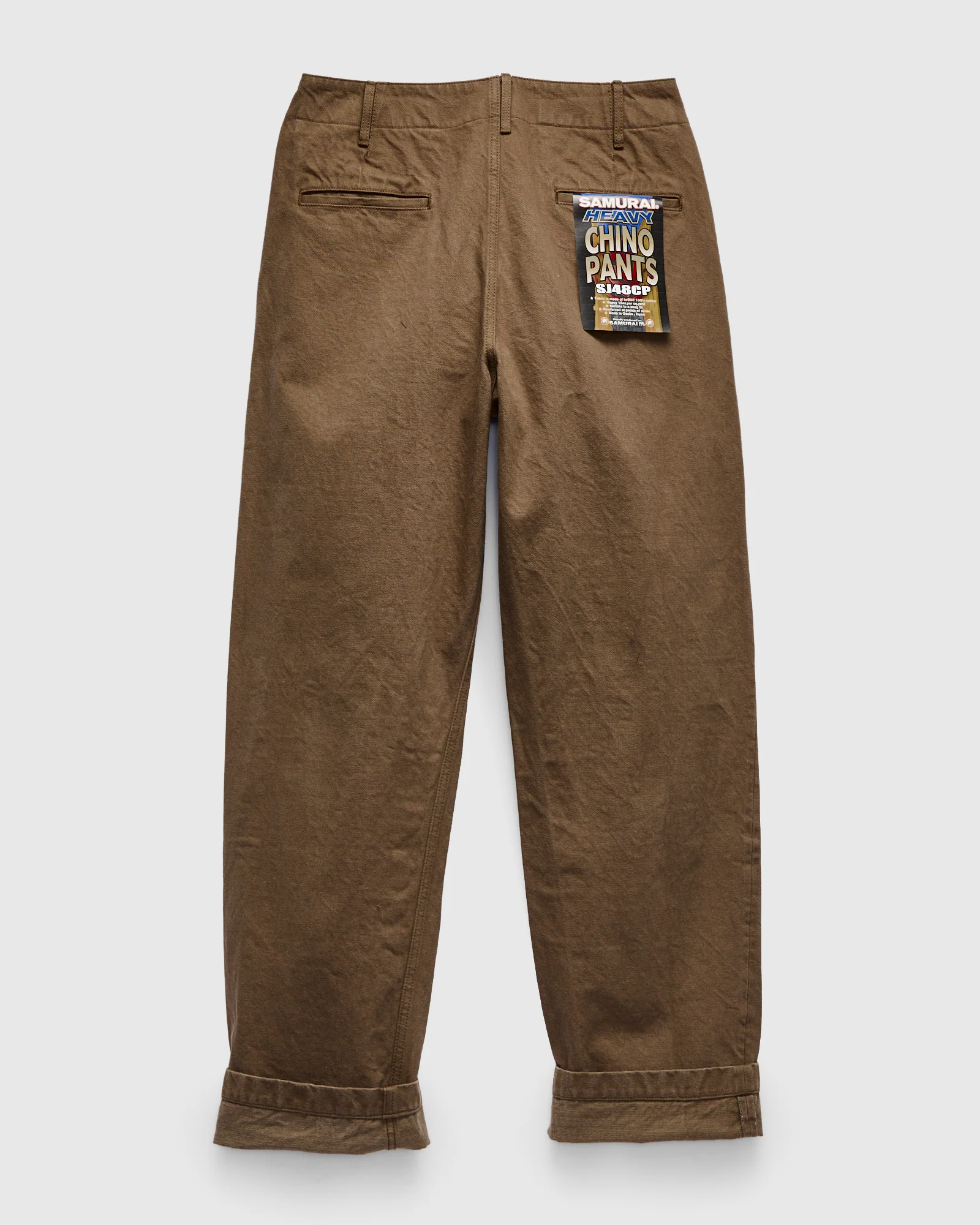 Heavy Chino Wide Straight Trousers in Khaki - Image 2