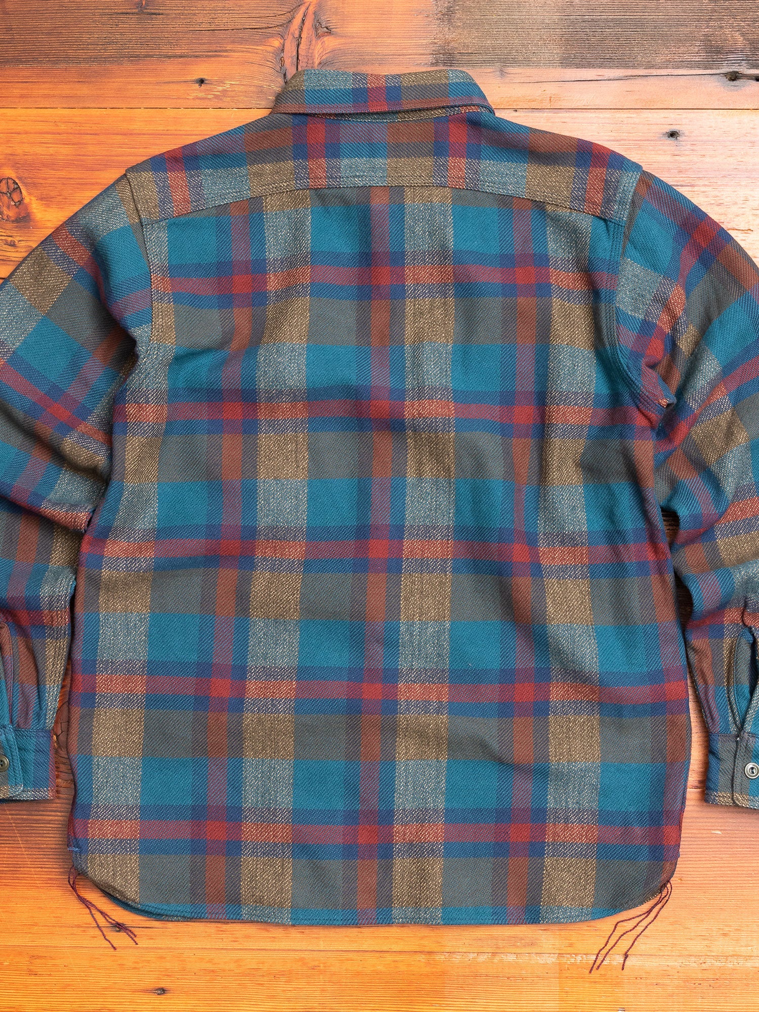 Heavy Flannel Work Shirt in Blue Grey - Image 8