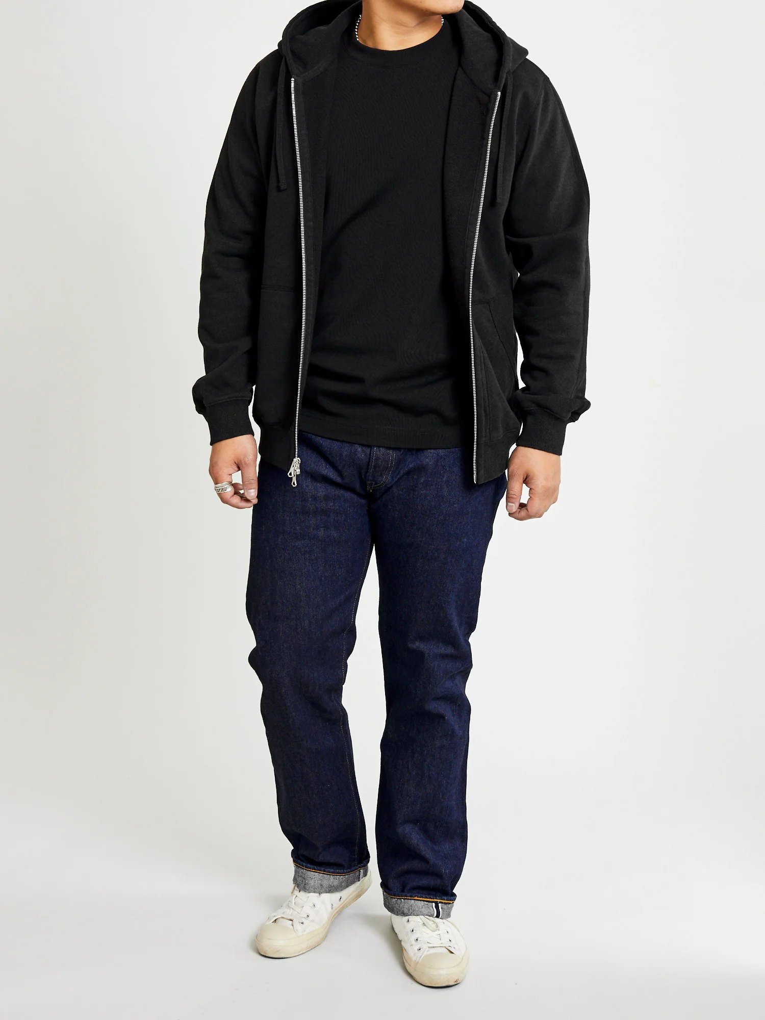 Heavyweight Fleece Full Zip Hoodie in Black - Image 12