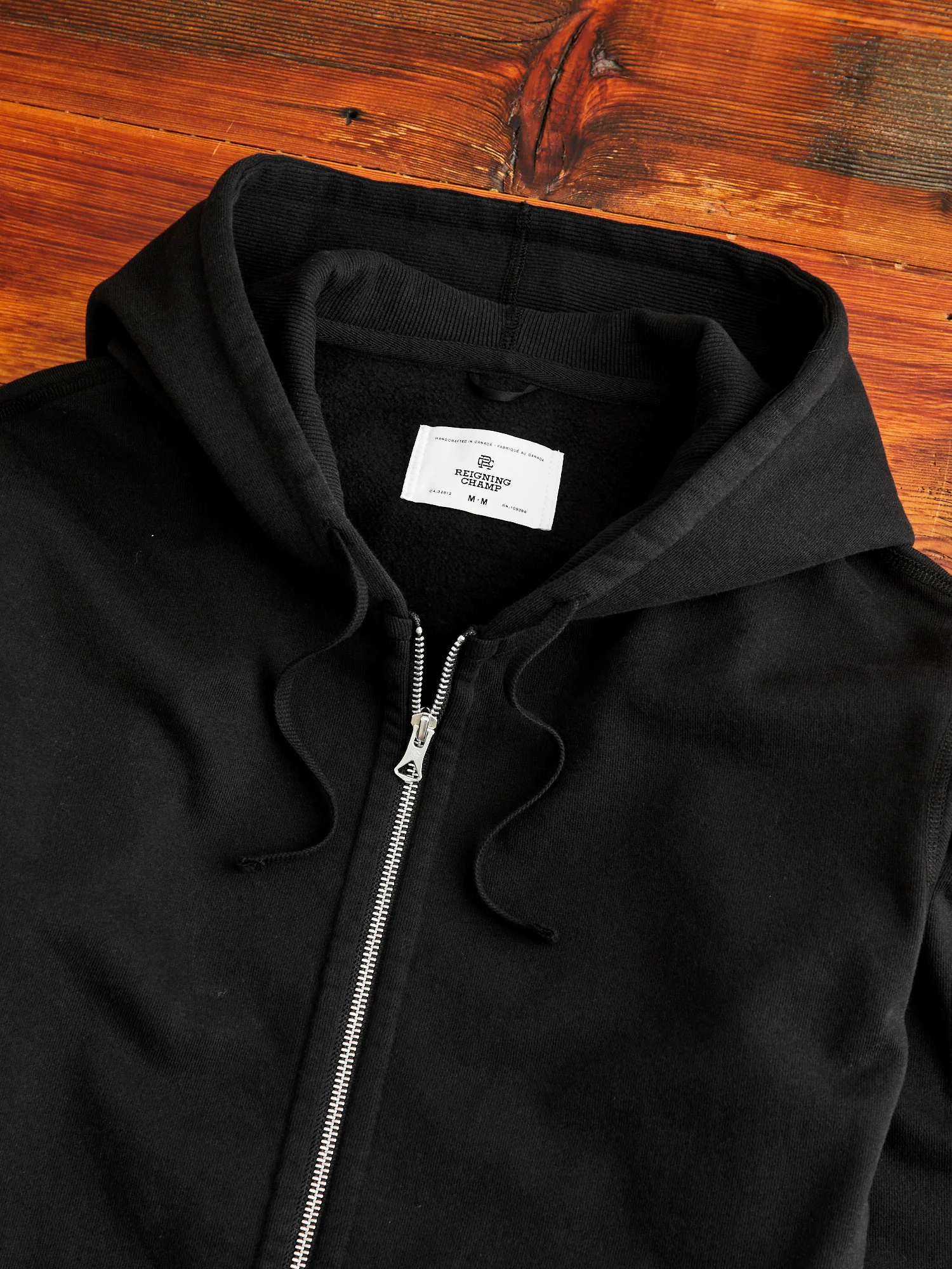 Heavyweight Fleece Full Zip Hoodie in Black - Image 3